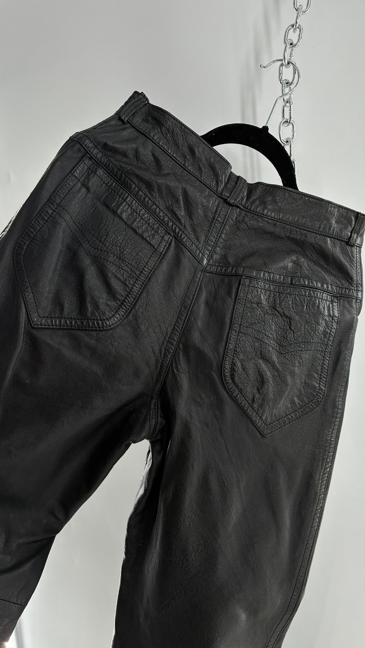 Vintage LILLIE RUBEN High Waisted Black Thin Leather Pants (6)