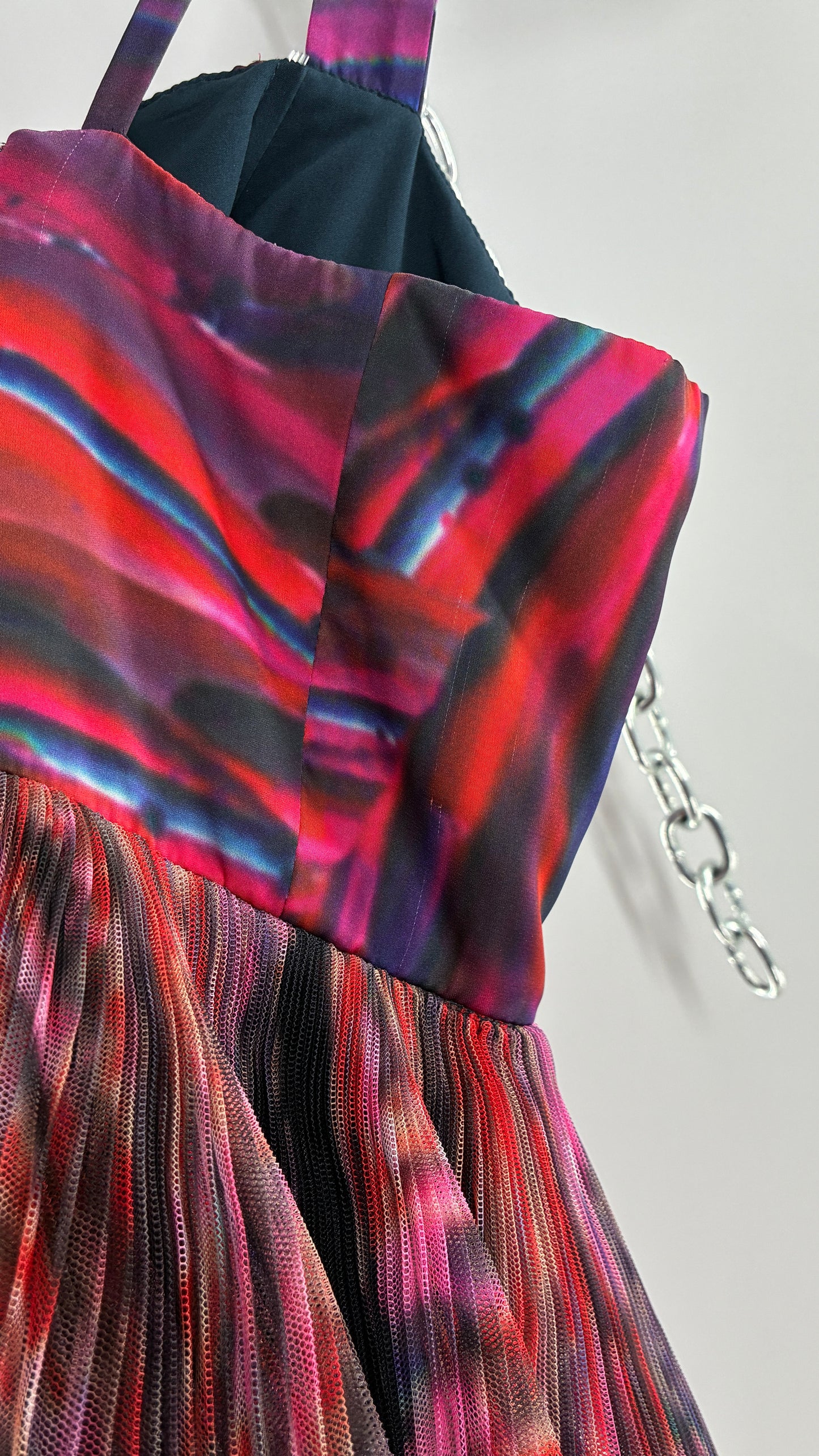 HUTCH Ruffled Maxi Gown Graphic Navy Blue, Fuchsia (2P,4)