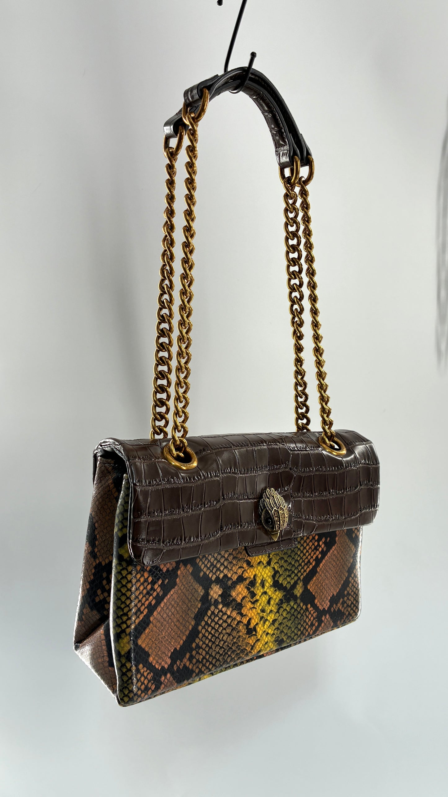 KURT GEIGER London Kensington Croc and Python Embossed Leather Crossbody Bag
