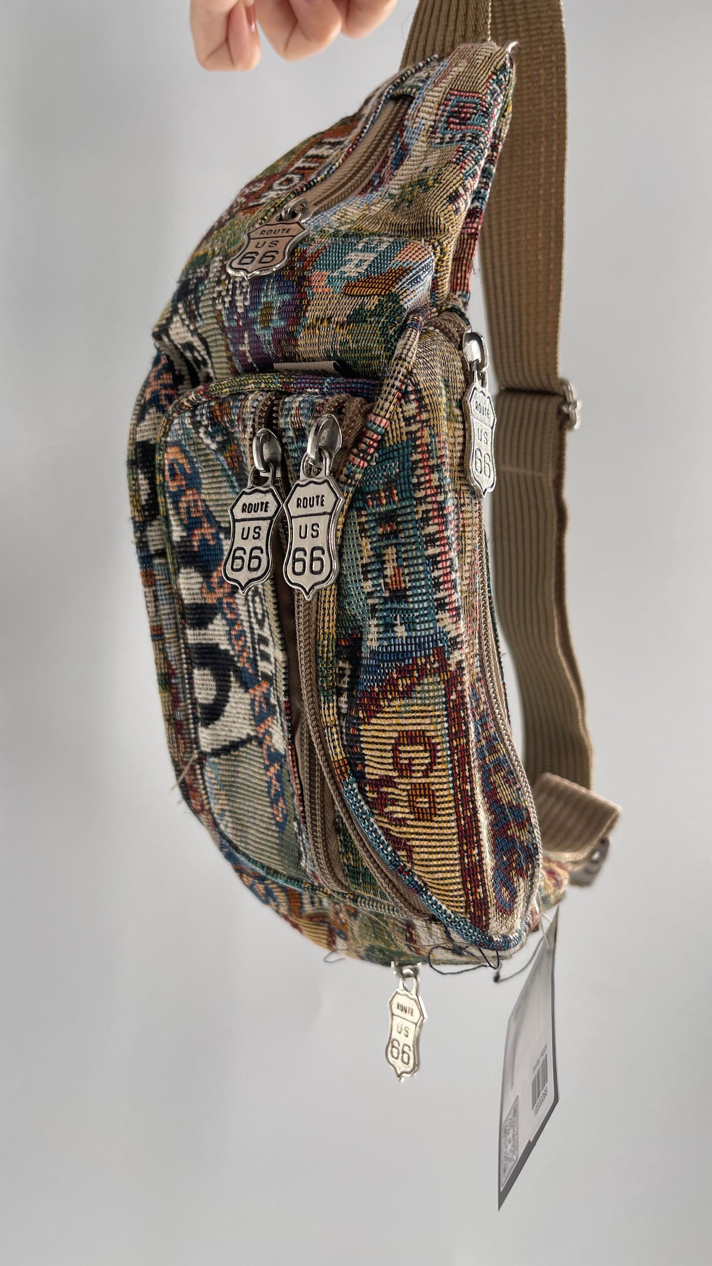 Route 66 Tapestry Fanny Pack with 6 Pockets