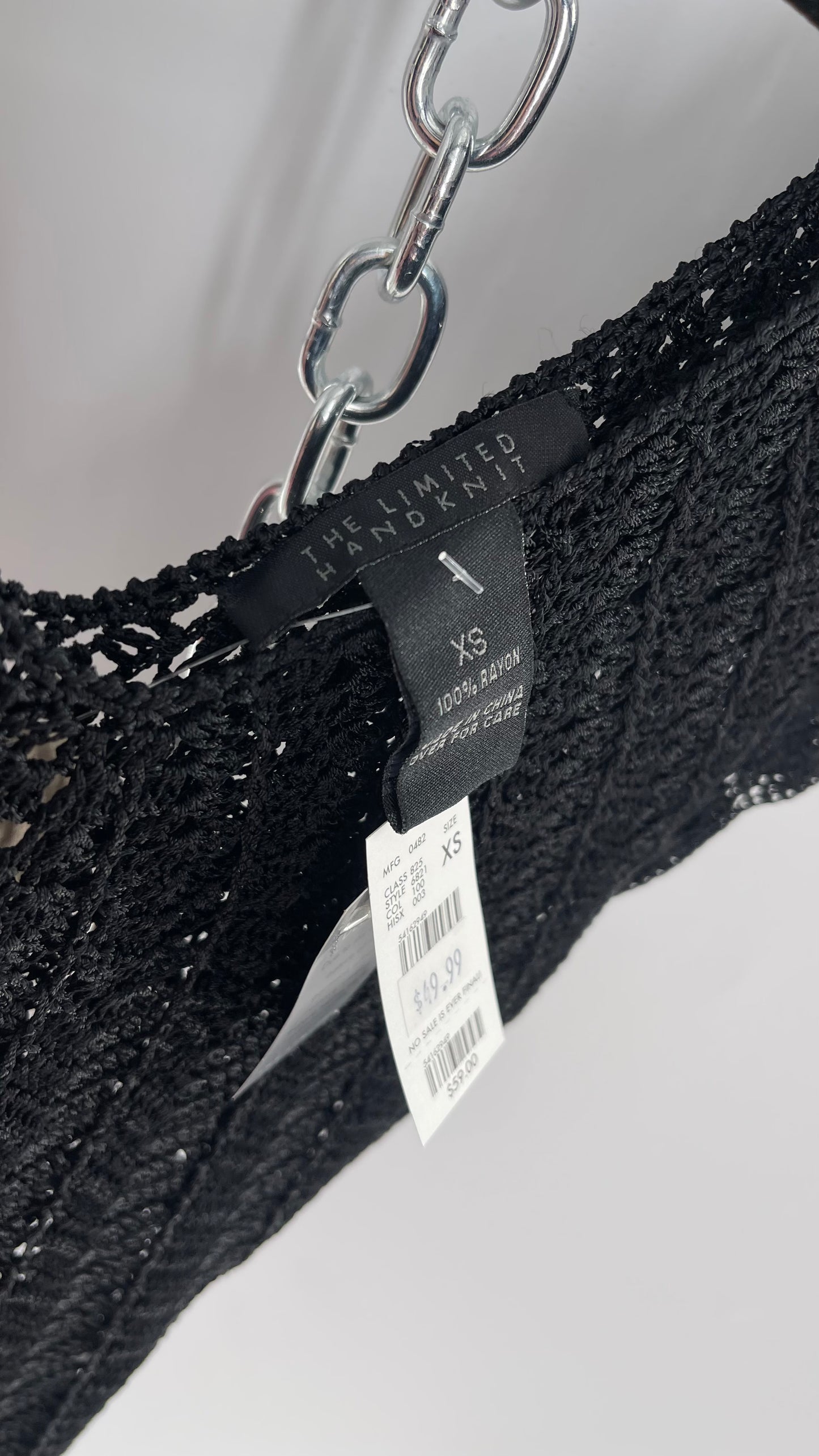 Vintage THE LIMITED Hand Knit Crochet Black Drape Sleeve Top (XS)