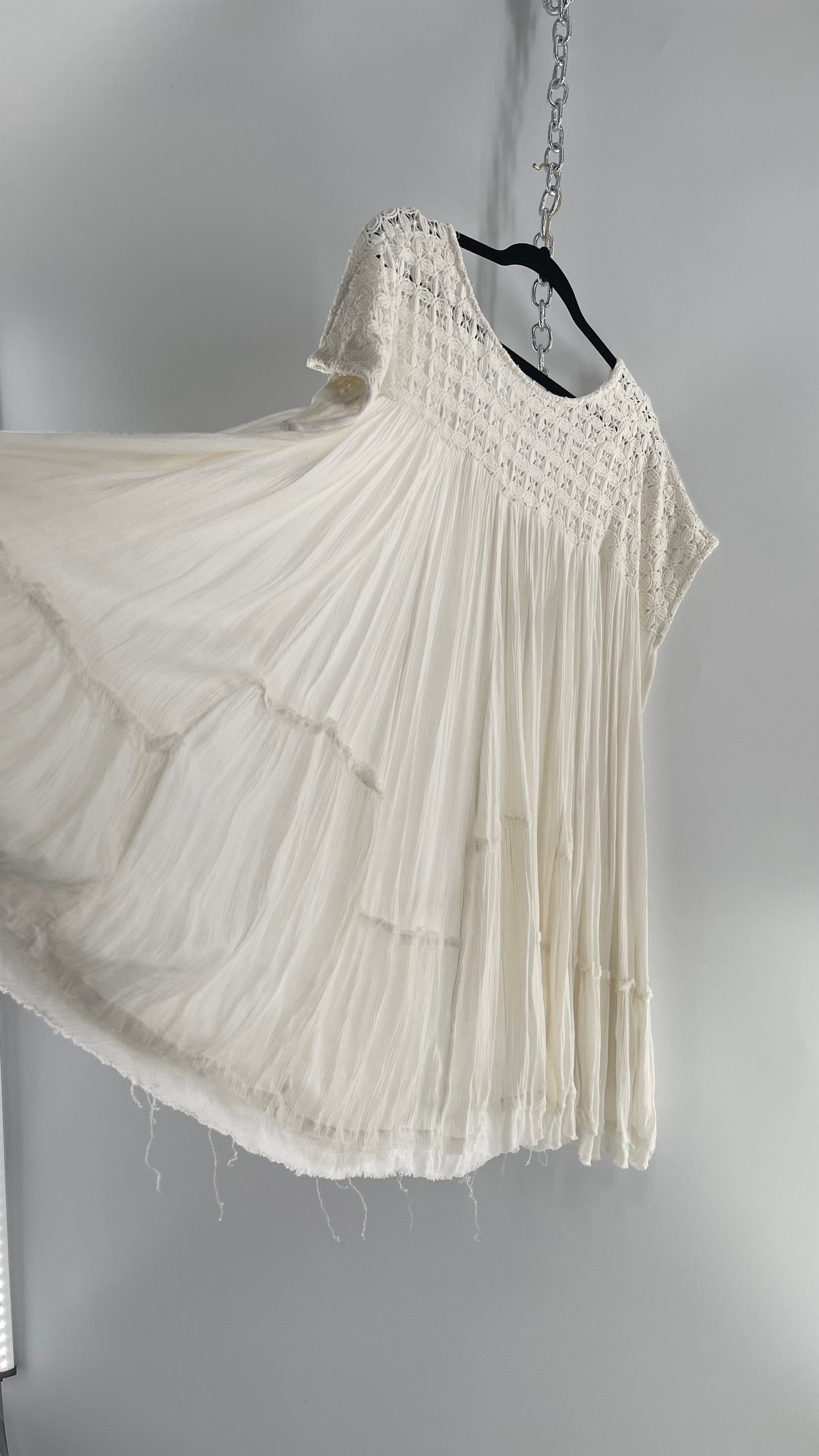 Free People White Cotton Voluminous T Shirt Dress (S)
