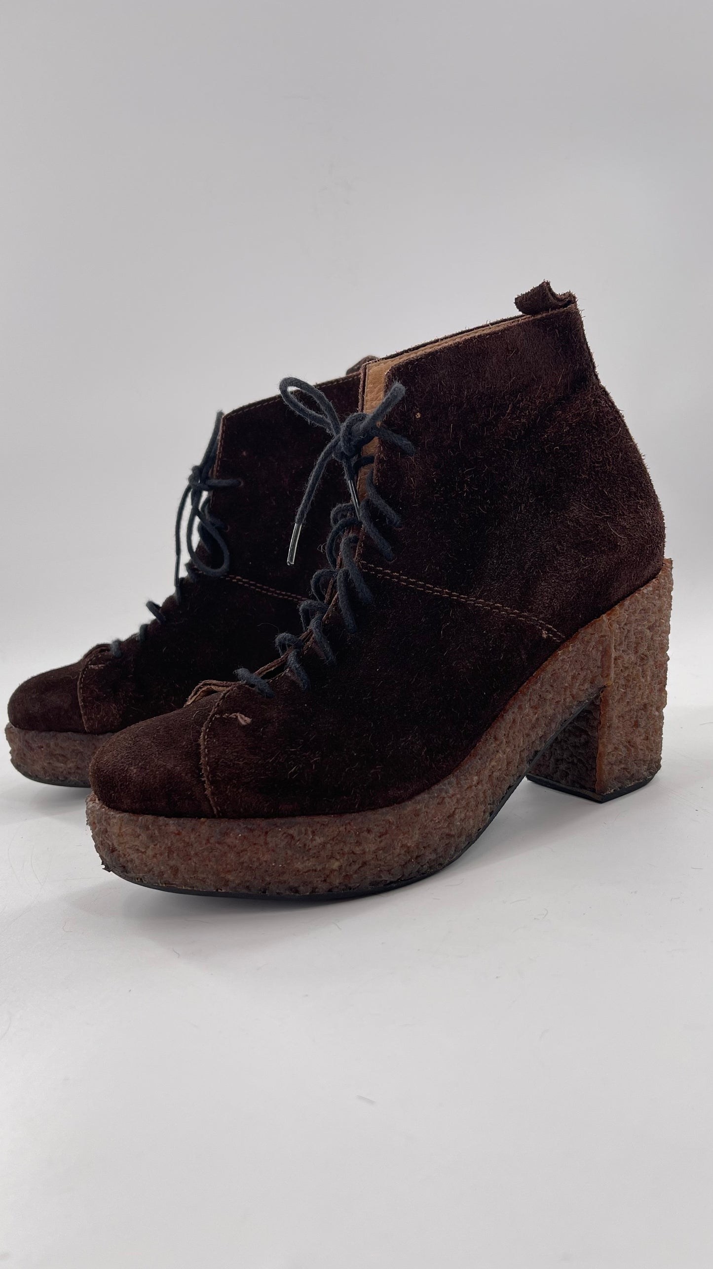 Vintage Amish Brown Lace Up Suede Boots - Apparently Size 7-71/2