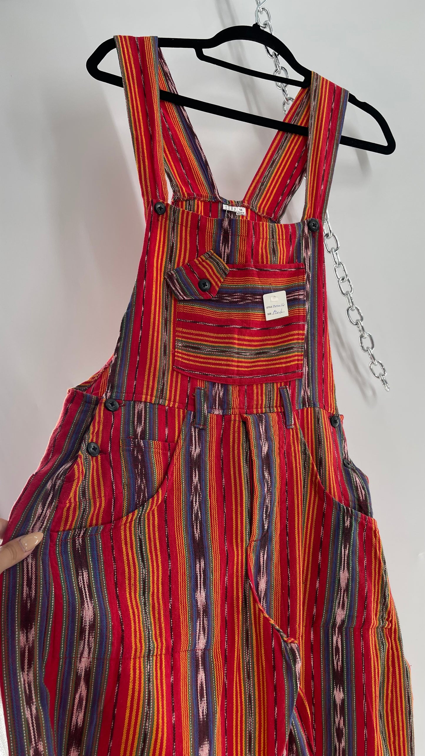 Vintage Red Baja 1970s Guatemalan Overalls (Medium)