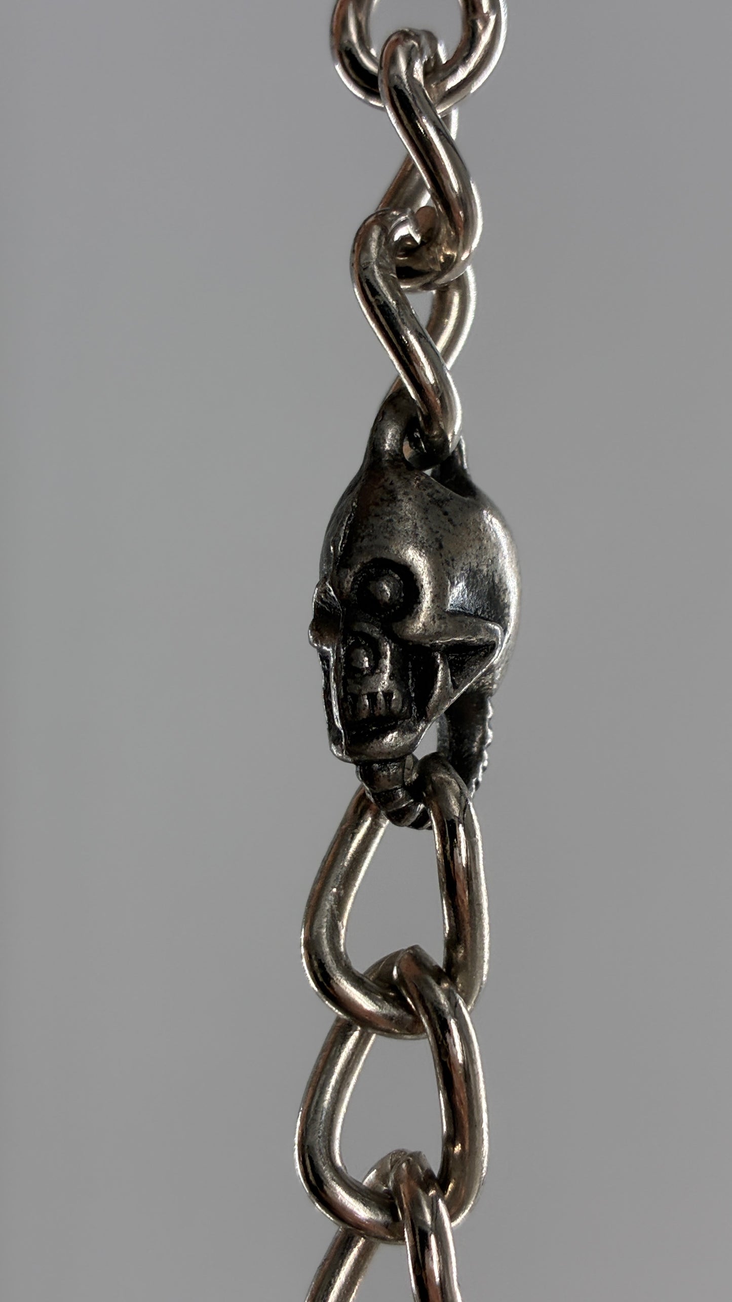 Vintage Dark Silver Metal Skull Chain Belt or Pant Chain (Small)