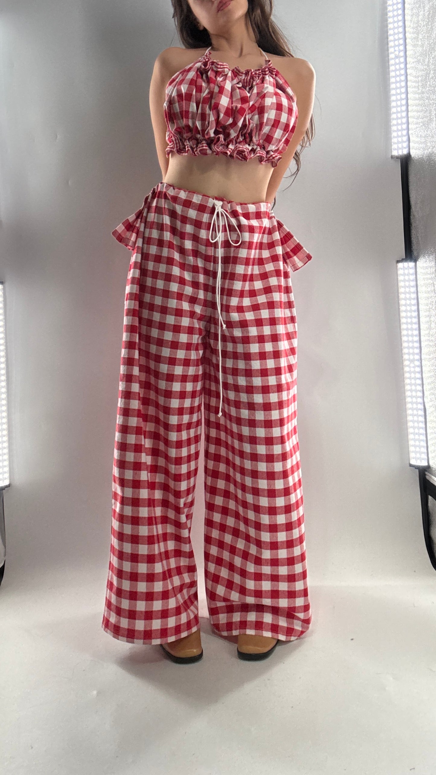 Vintage Handmade Picnic Red/White Gingham Two Piece Set (XS-L)