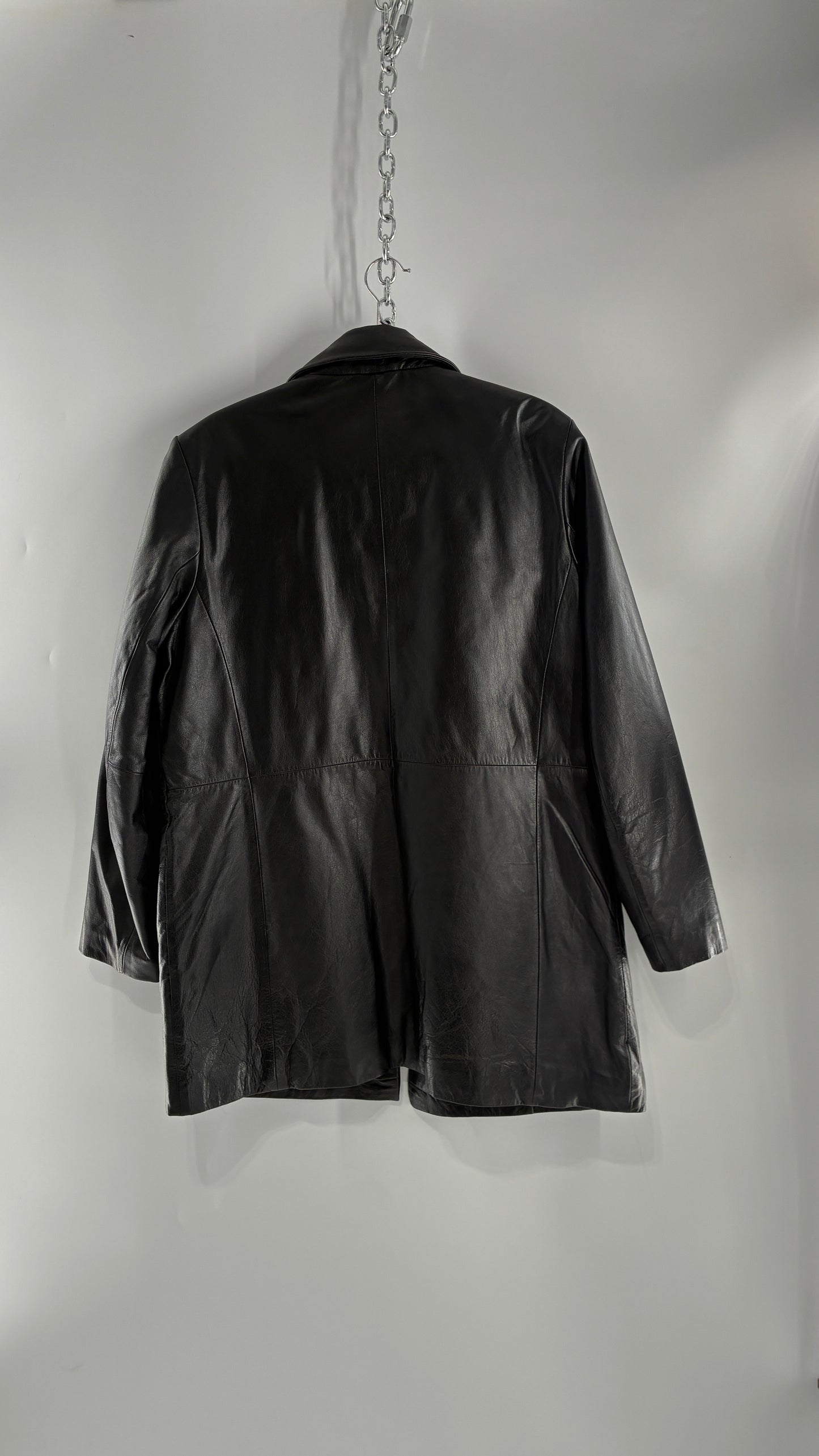 Vintage KATHY IRELAND Black Leather Jacket with Quilted Lining (Large)