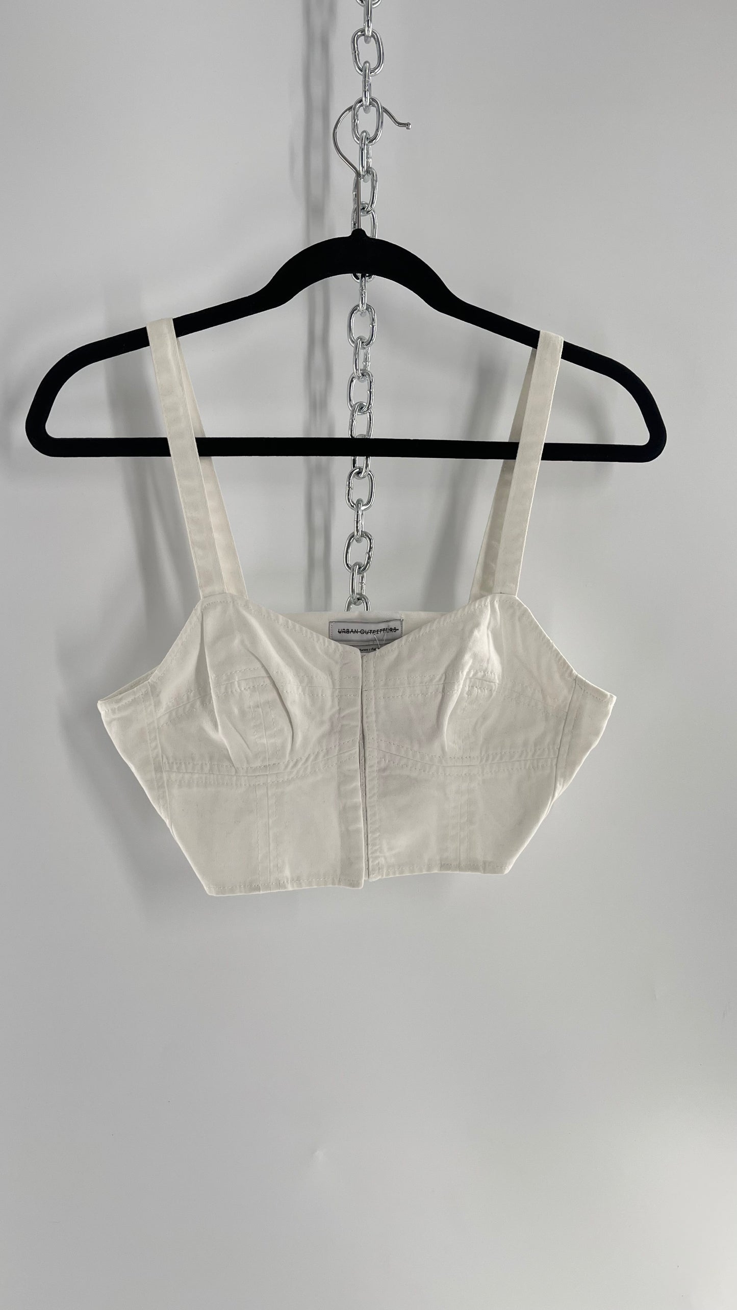 Urban Outfitters White Denim Eyelet Closure Corset Front (M)