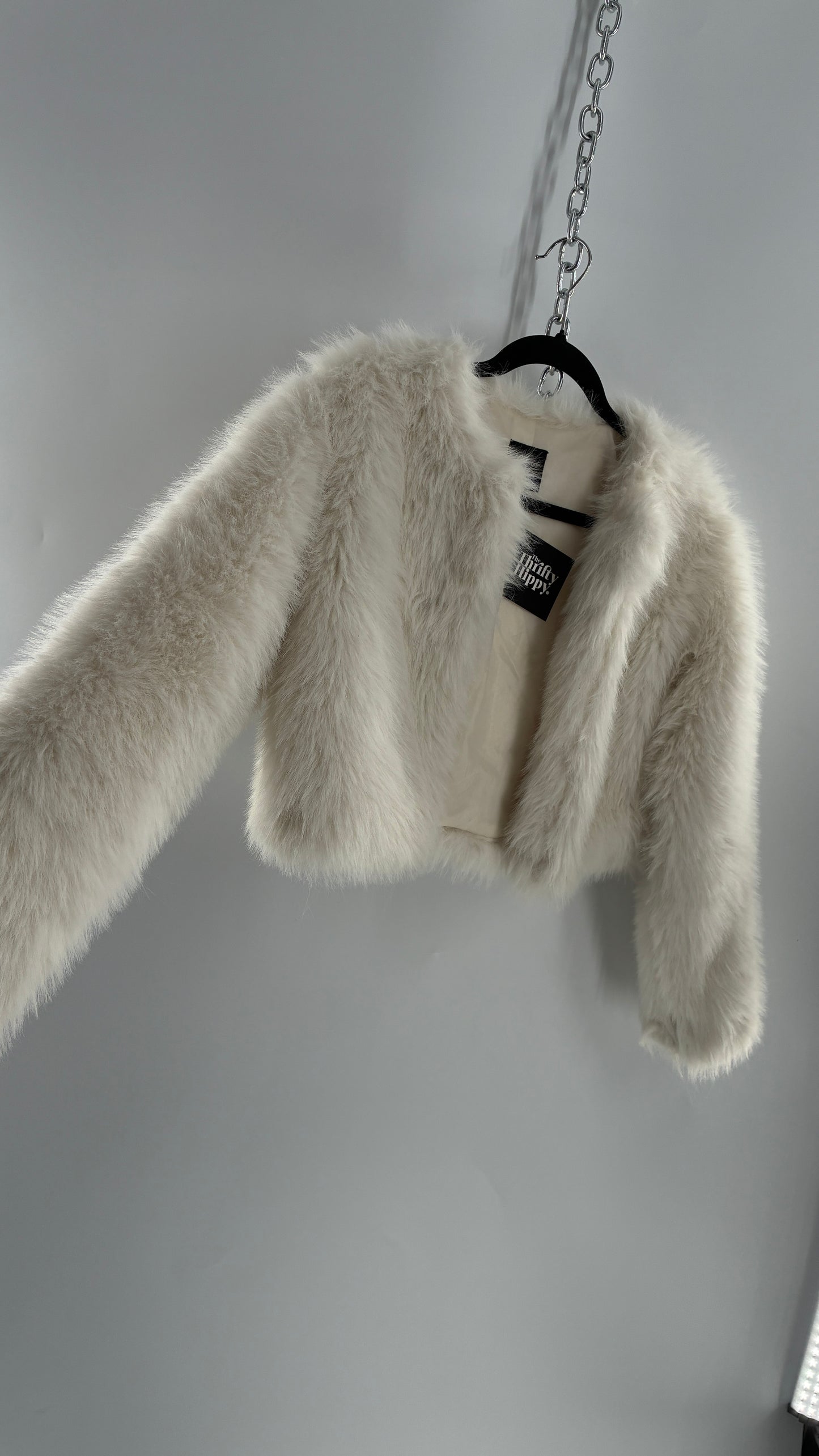 White Fluffy Cropped Jacket (Y14/XS/S)