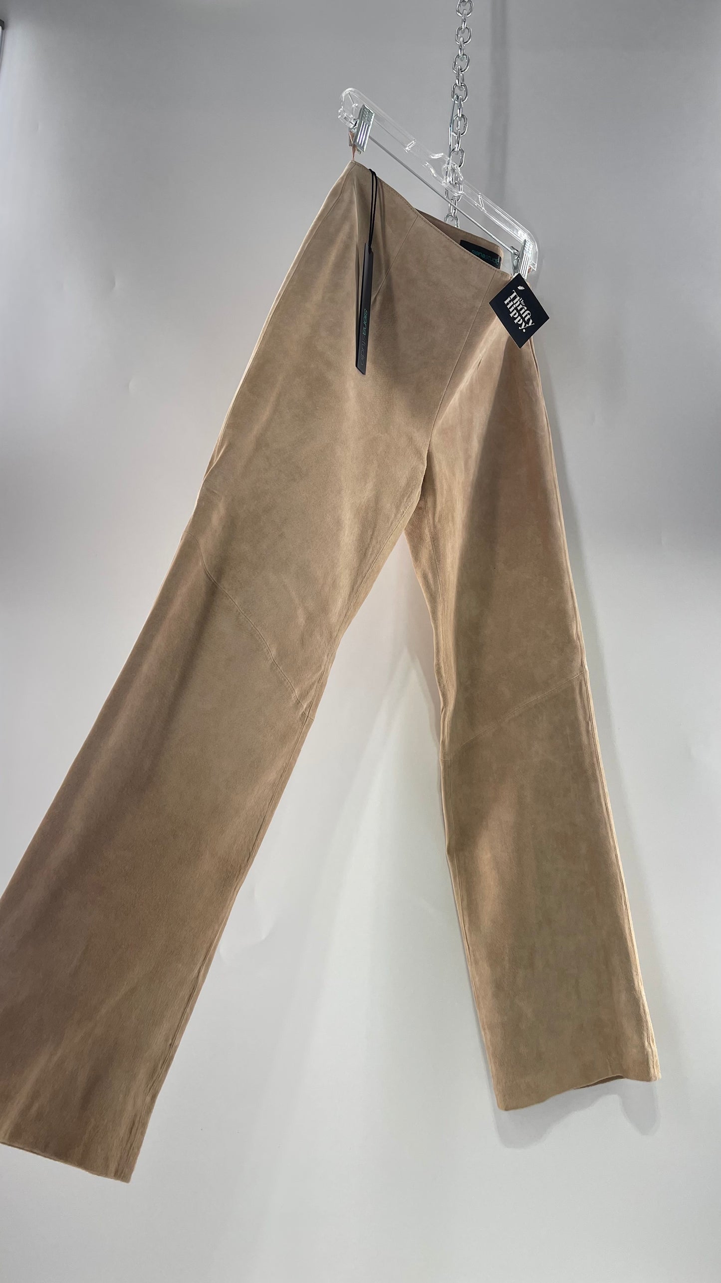 Deadstock Vintage Slouchy SienaStudio Oatmeal Tan Suede Pants (8)