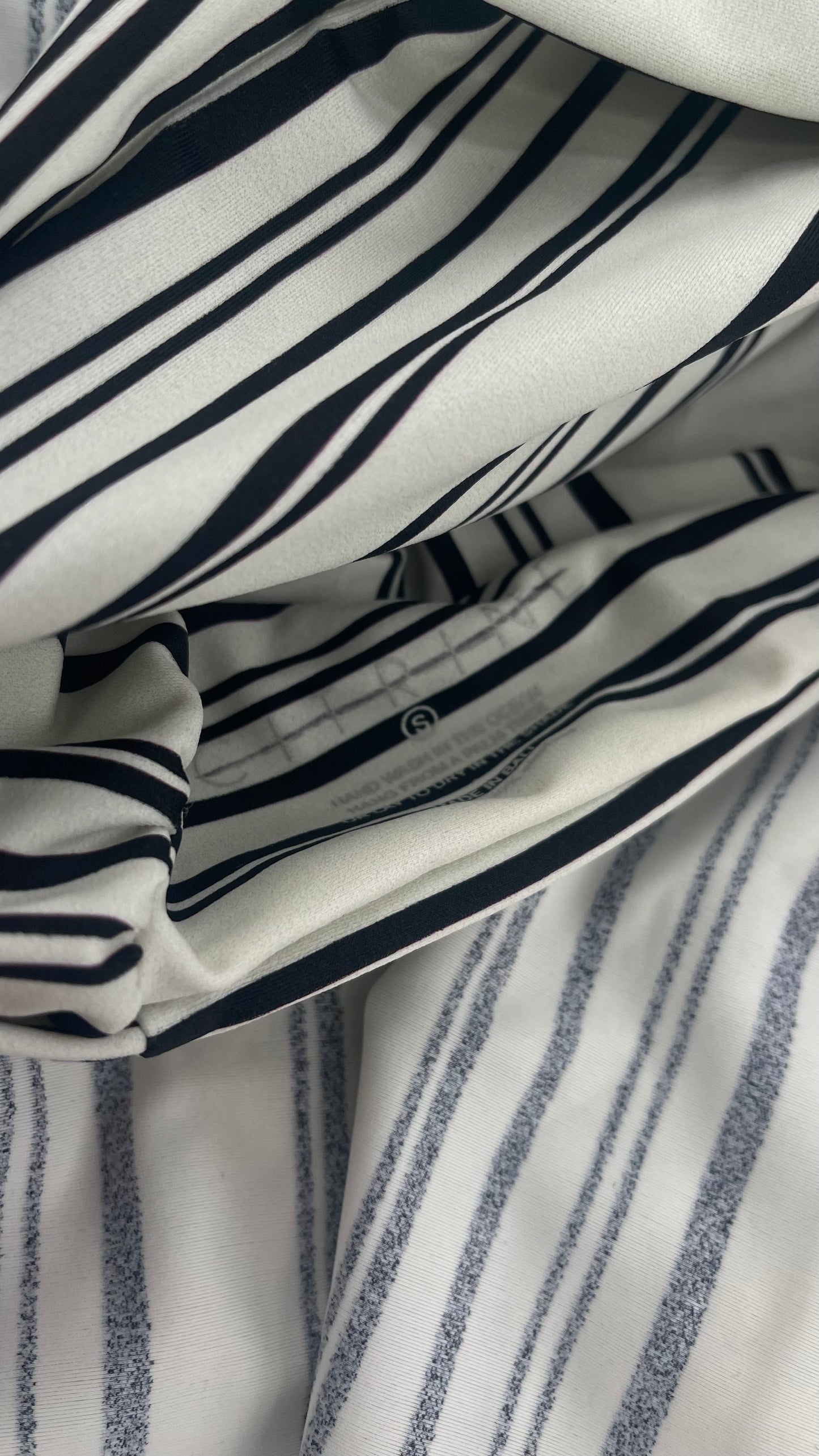 Anthropologie Citrine Made in Bali White/Black Striped Bandeau Swim Top with Ruffle (Small)