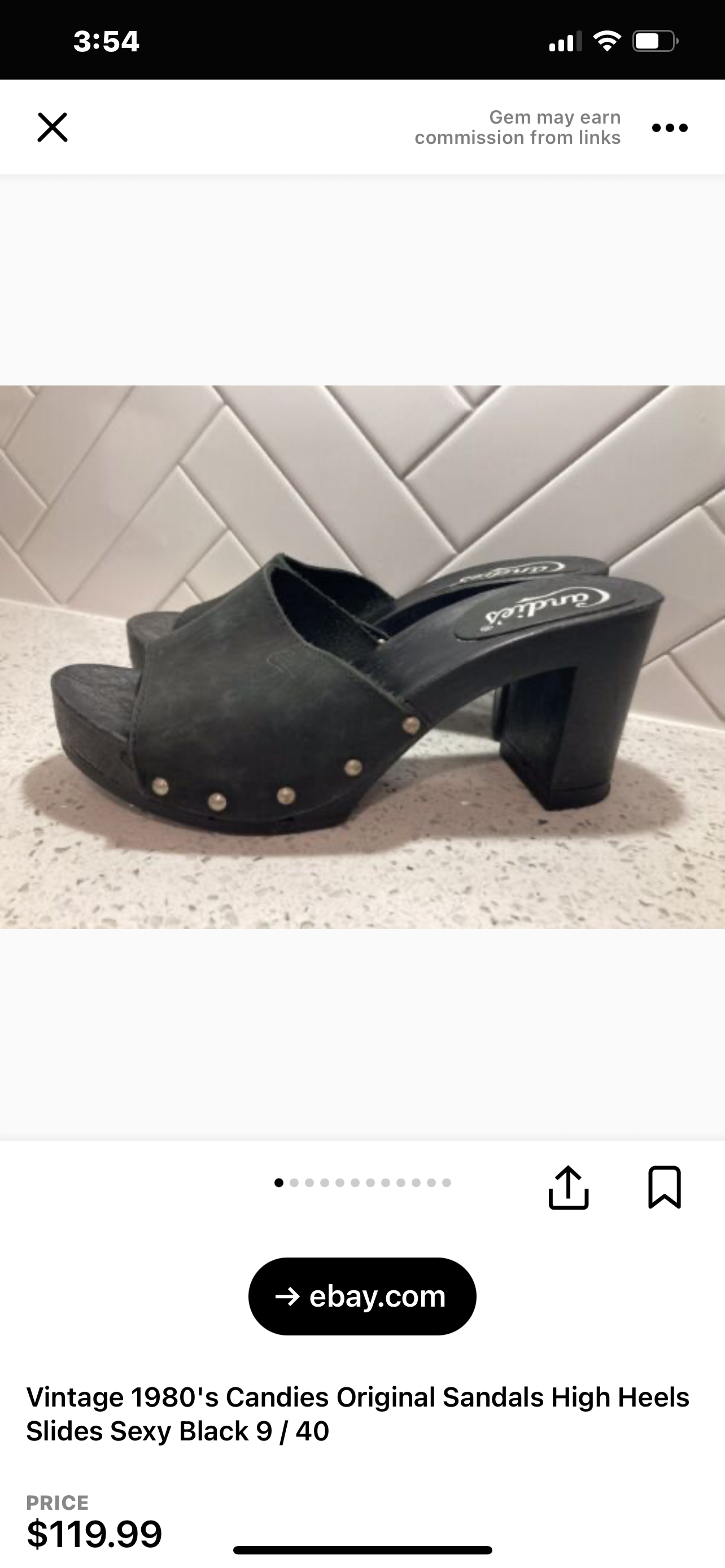 Vintage Candies 1980s Navy Blue HOT Side Studded High Heel Slides (8)