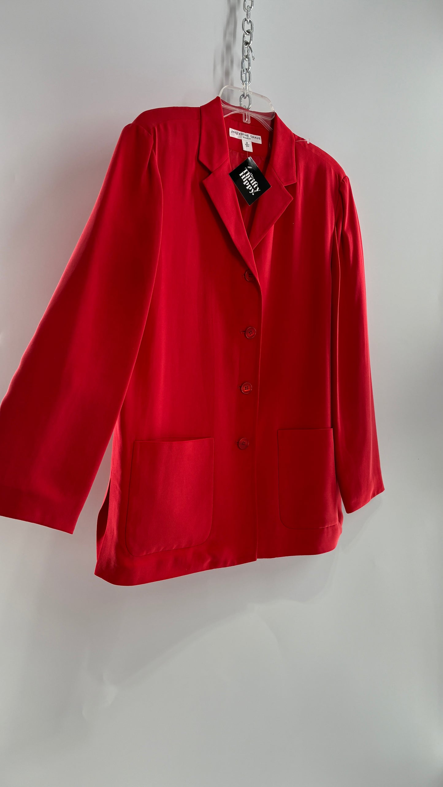 Vintage Josephine Chaus Cayenne 100% Silk Power Blazer and Wide Leg Trouser Set (12)