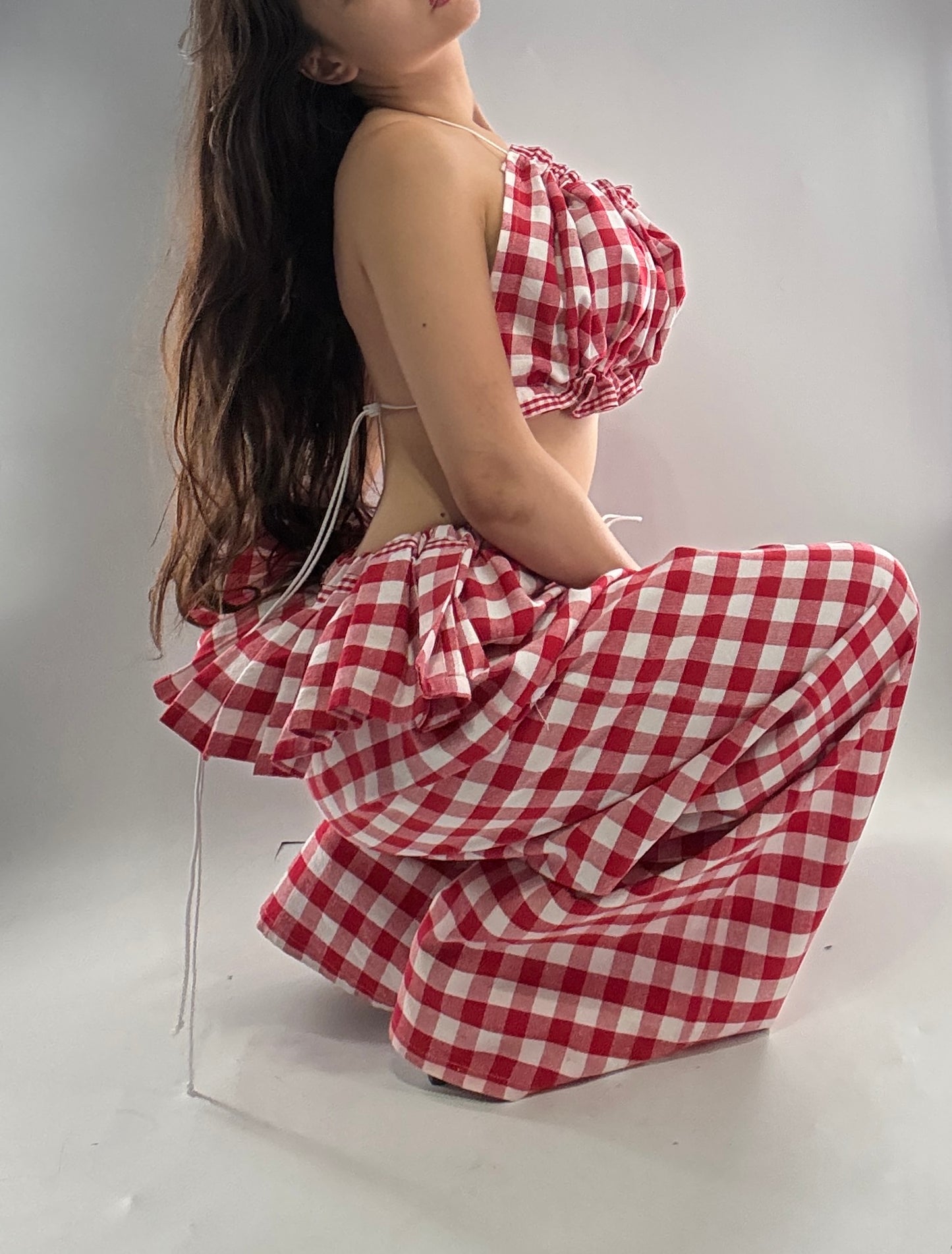Vintage Handmade Picnic Red/White Gingham Two Piece Set (XS-L)