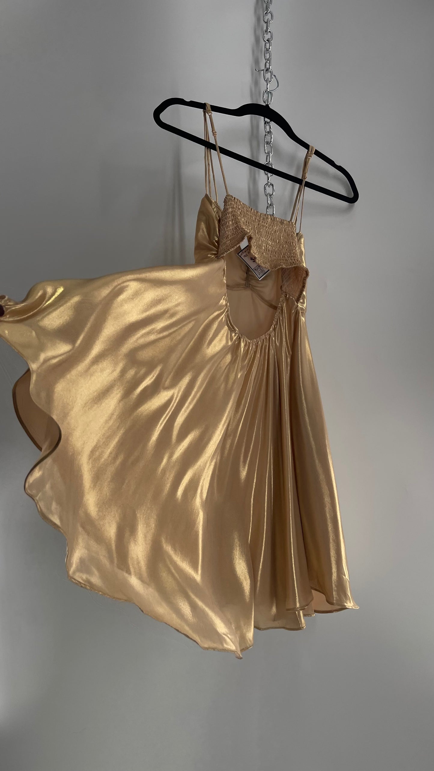 Intimately Free People Liquid Metal Gold Backless Dress (XS)