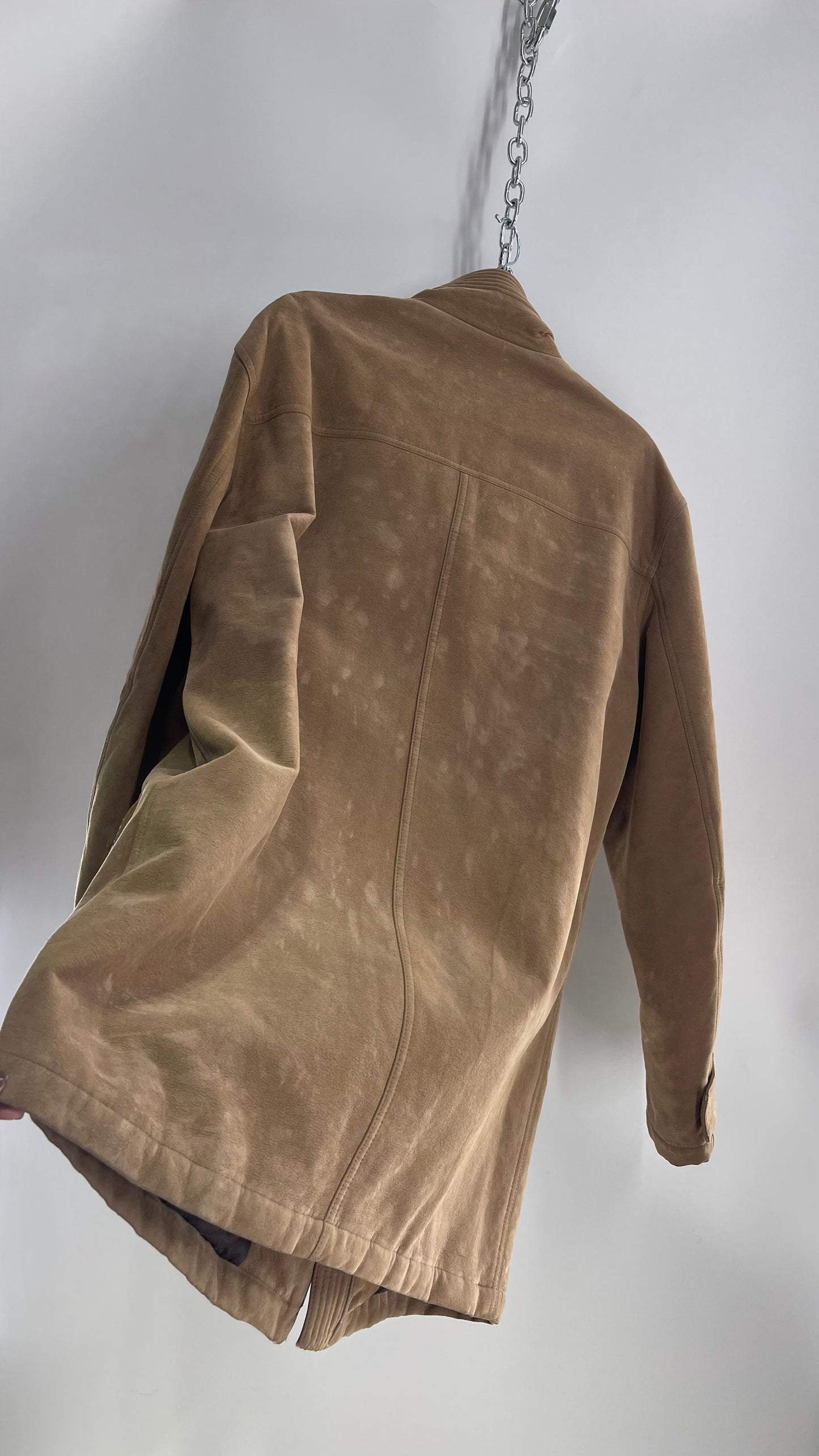 Vintage Men’s VERSACE Sport Camel Vegan Suede Jacket (XL)