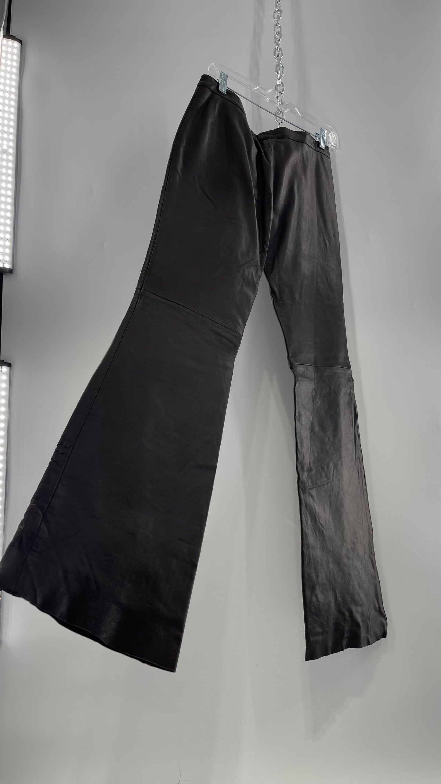 Moschino Brown Leather Embroidered Pants (10) ***WITH TAGS***