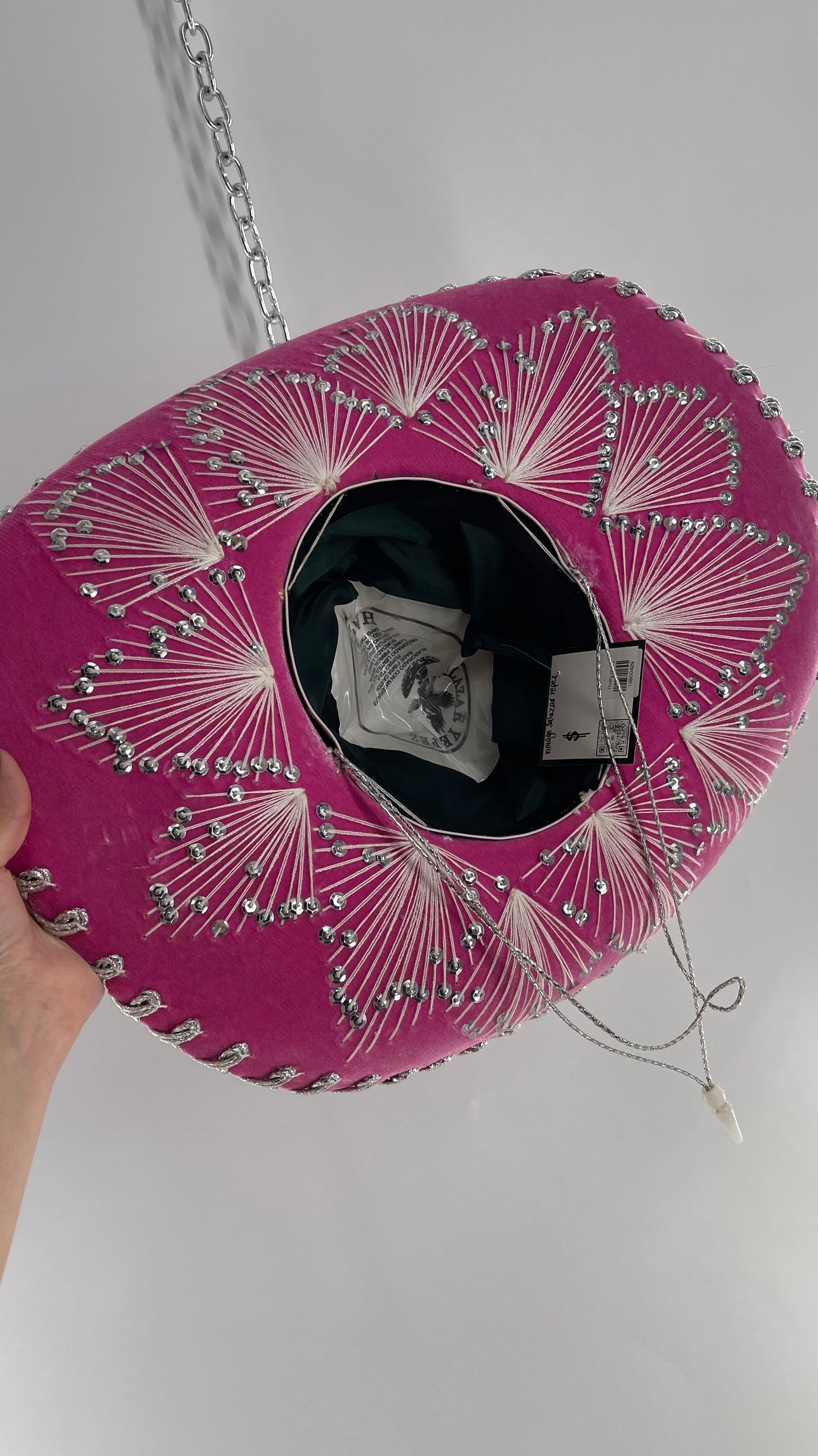 Vintage 1970s Pink and Silver Salazar Yepez Sombrero