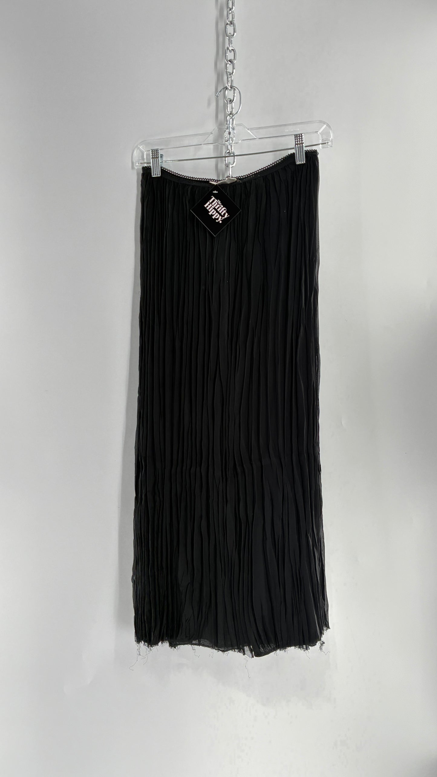 Vintage WORTHINGTON Black Crimped Skirt (S/M)