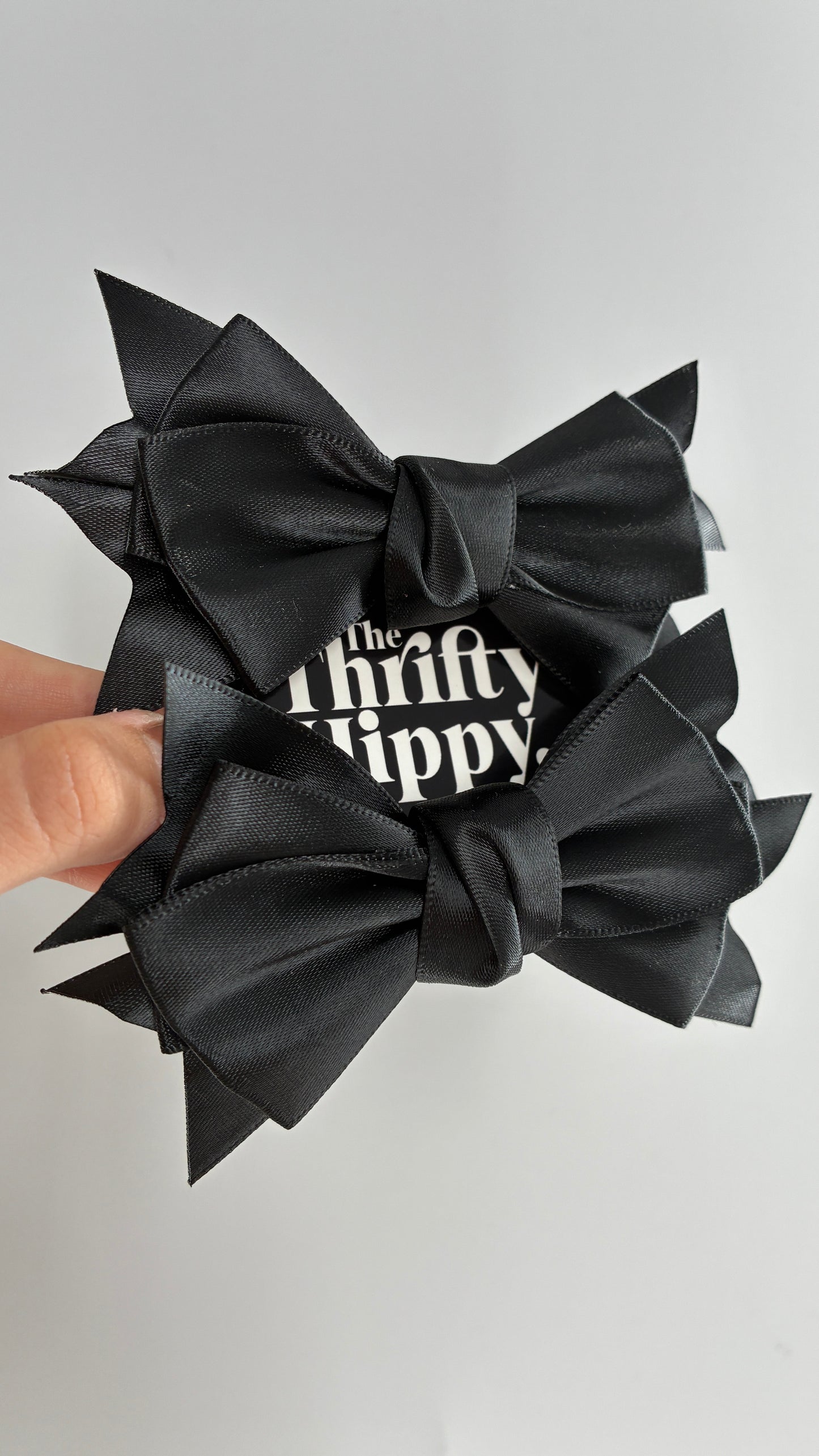 Black Satin Bow Shoe Clips