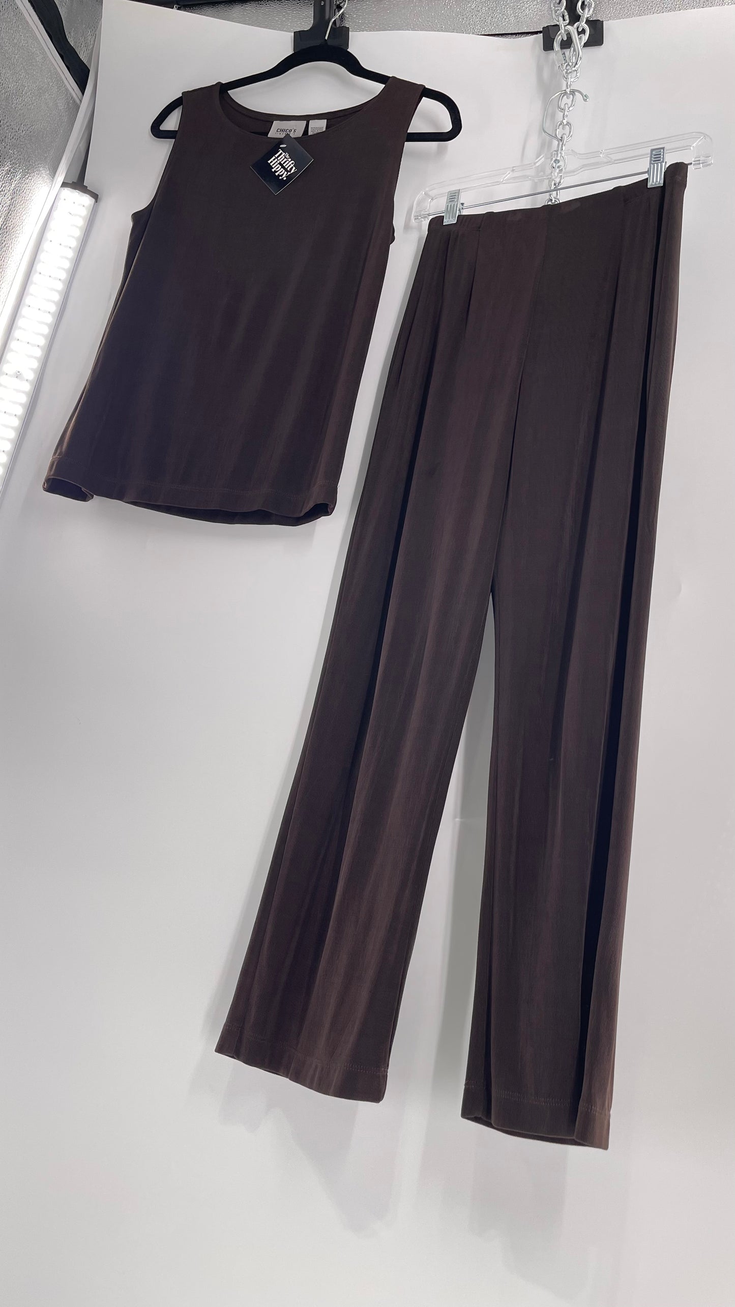 CHICOS Vintage Set Dark Brown/Grey Loungewear ‘Run Those Errands’ 2pc Set (XL)