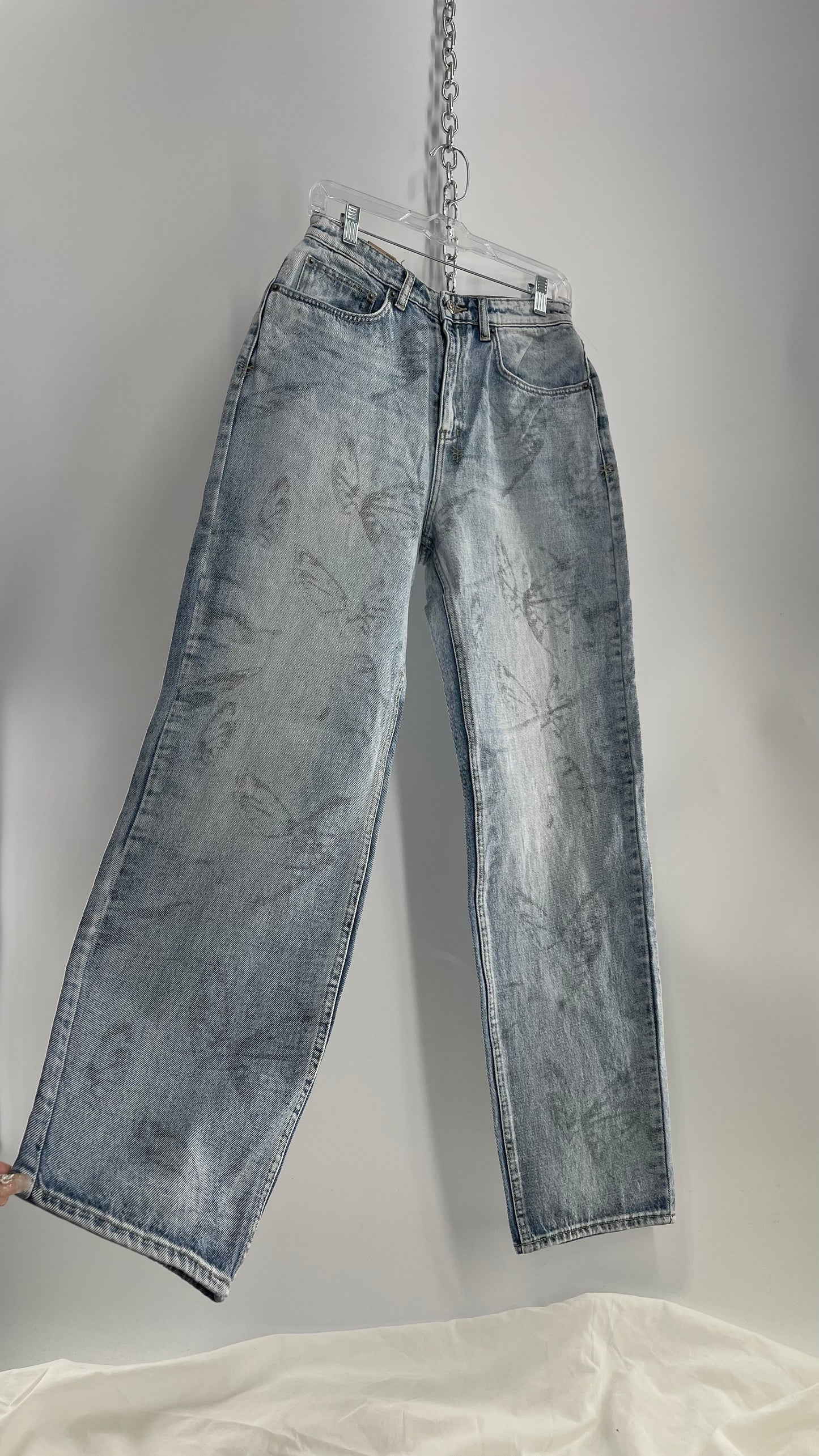 KSUBI Light Wash Butterfly Graphic Jeans with Tags Attached (28)