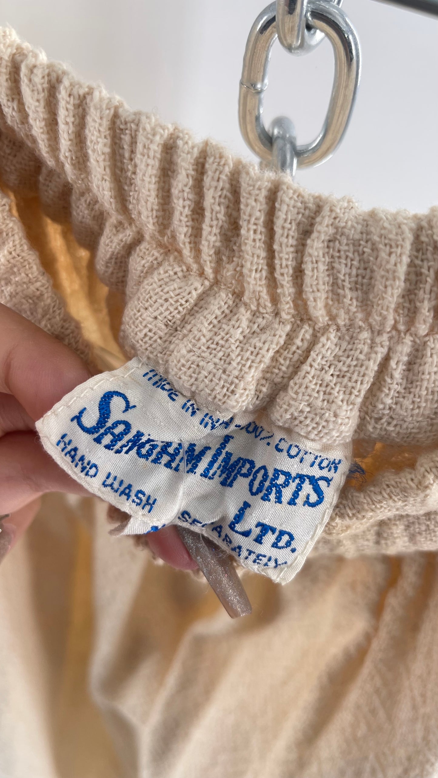 Vintage 1970s SANGAM Imports 100% Cotton White Maxi Skirt Made in India (Medium)