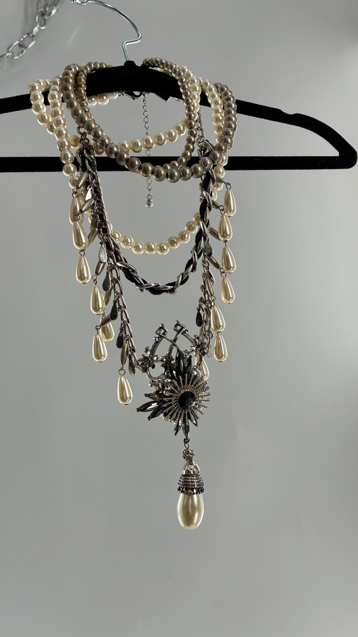 Free People Pearl Multi Layer Stacked Necklace