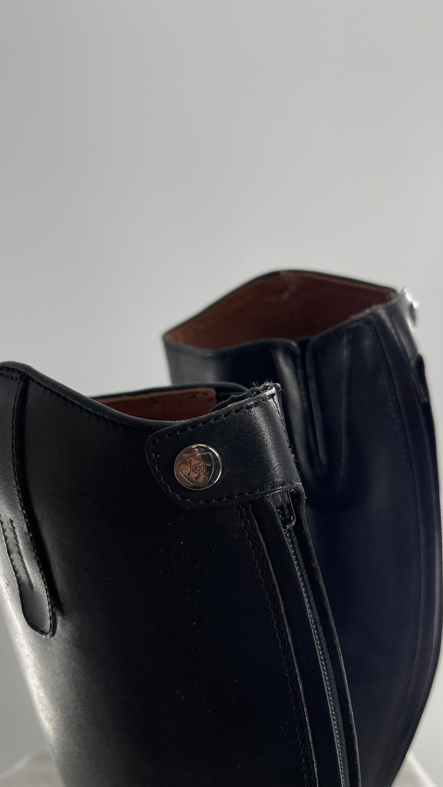 ARIAT Heritage Contour || Black Leather Field Zip Knee High Riding Tall Boots (8)
