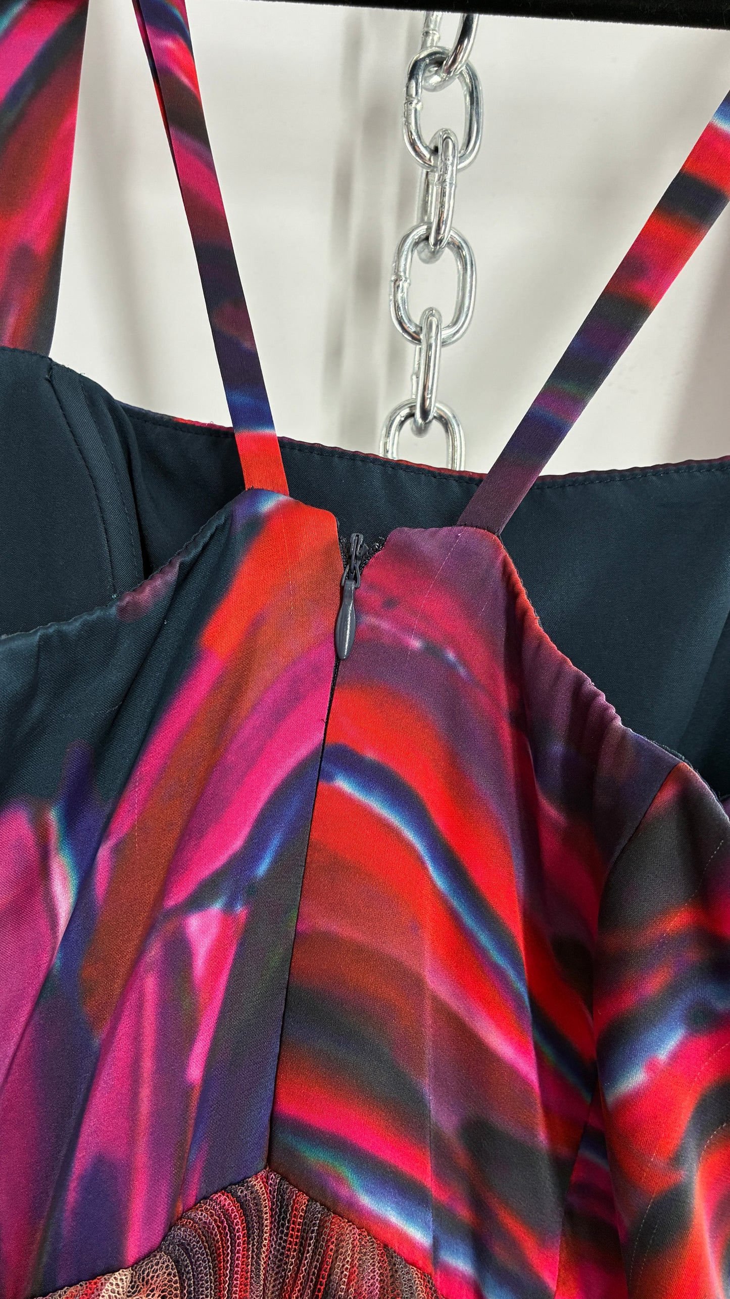 HUTCH Ruffled Maxi Gown Graphic Navy Blue, Fuchsia (2P,4)