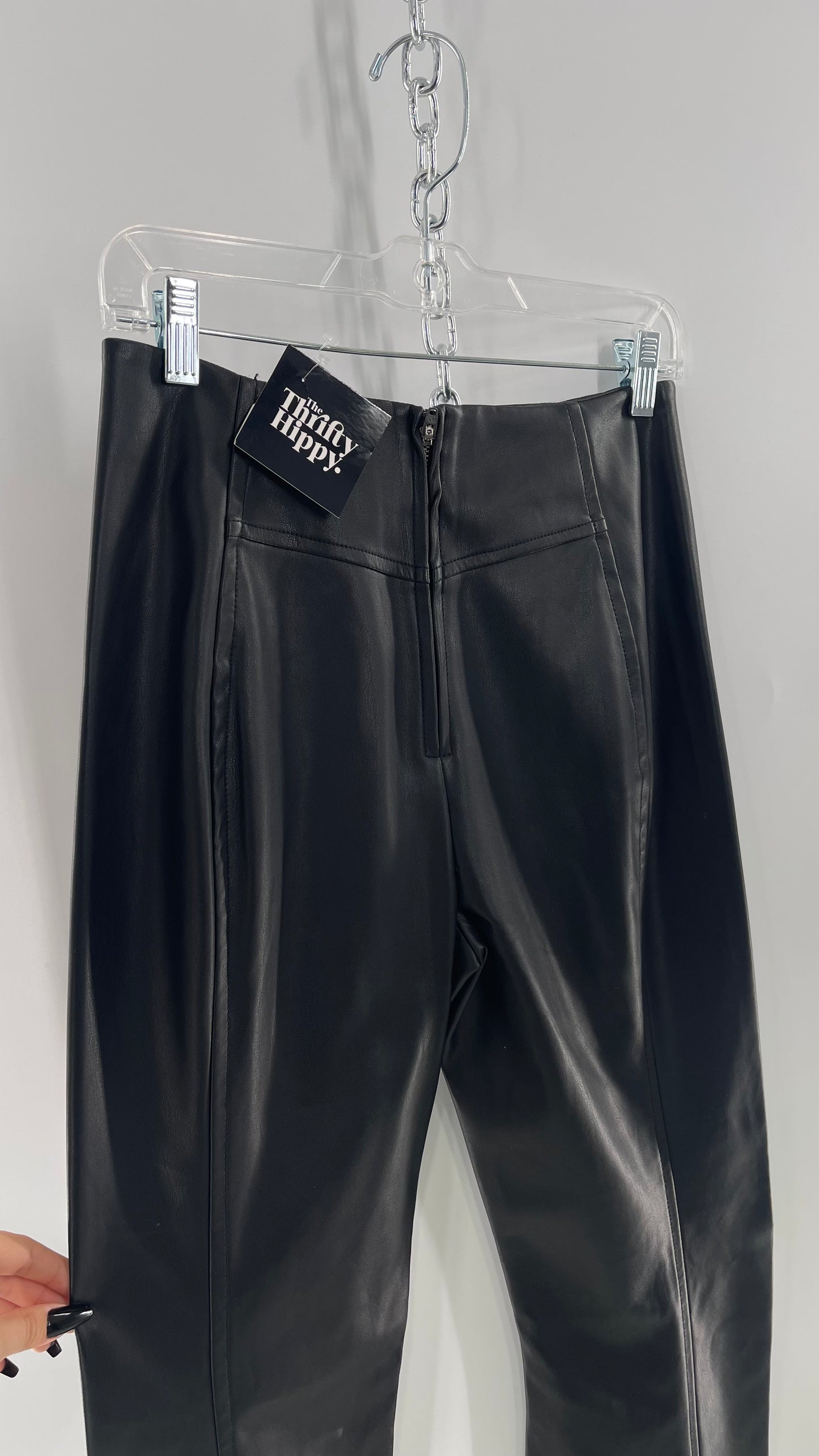 Free People Black Vegan Leather Kick Flares (28)