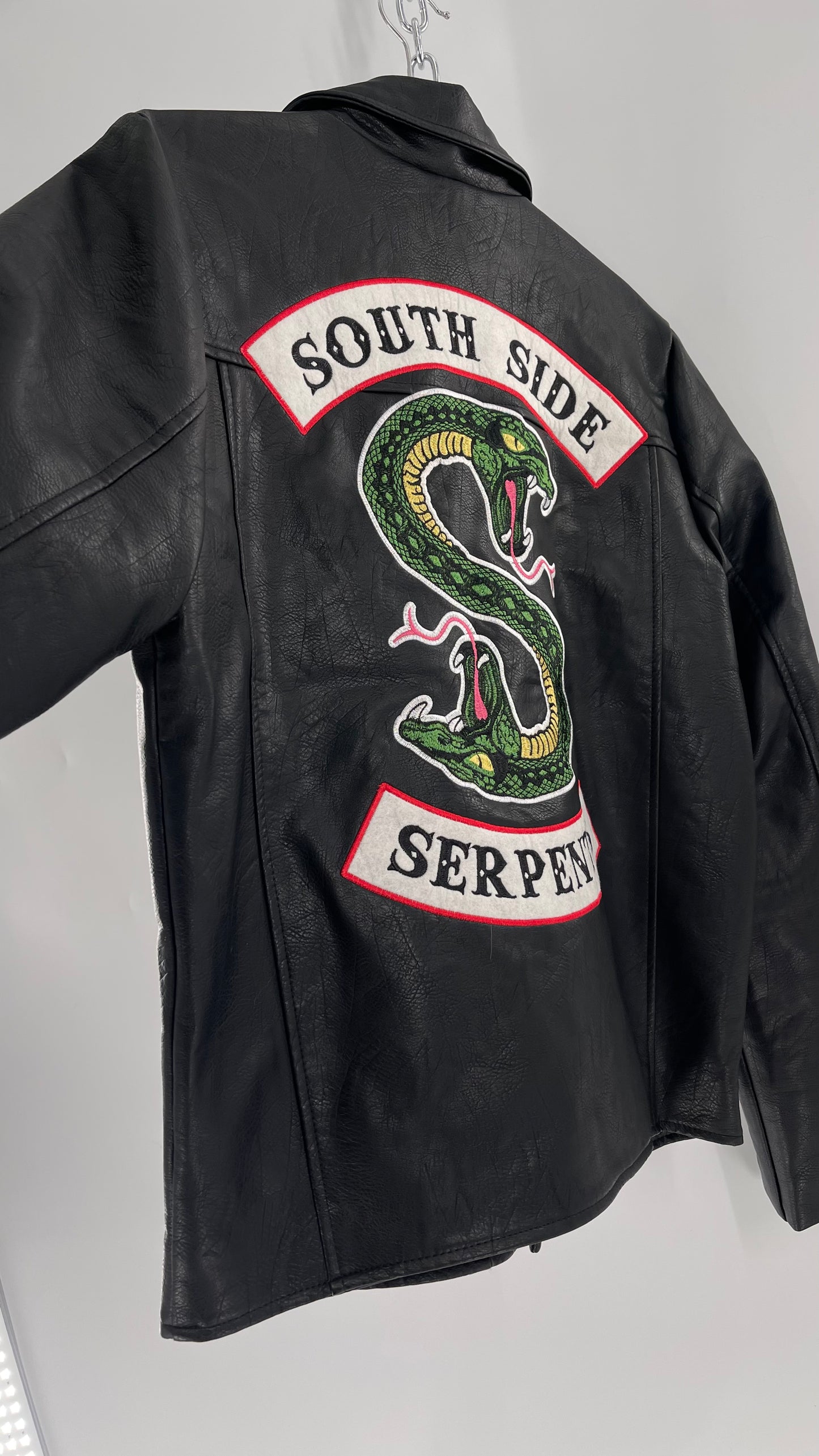Riverdale Vegan Leather Jacket with Southside Serpents Embroidered Back (Medium)