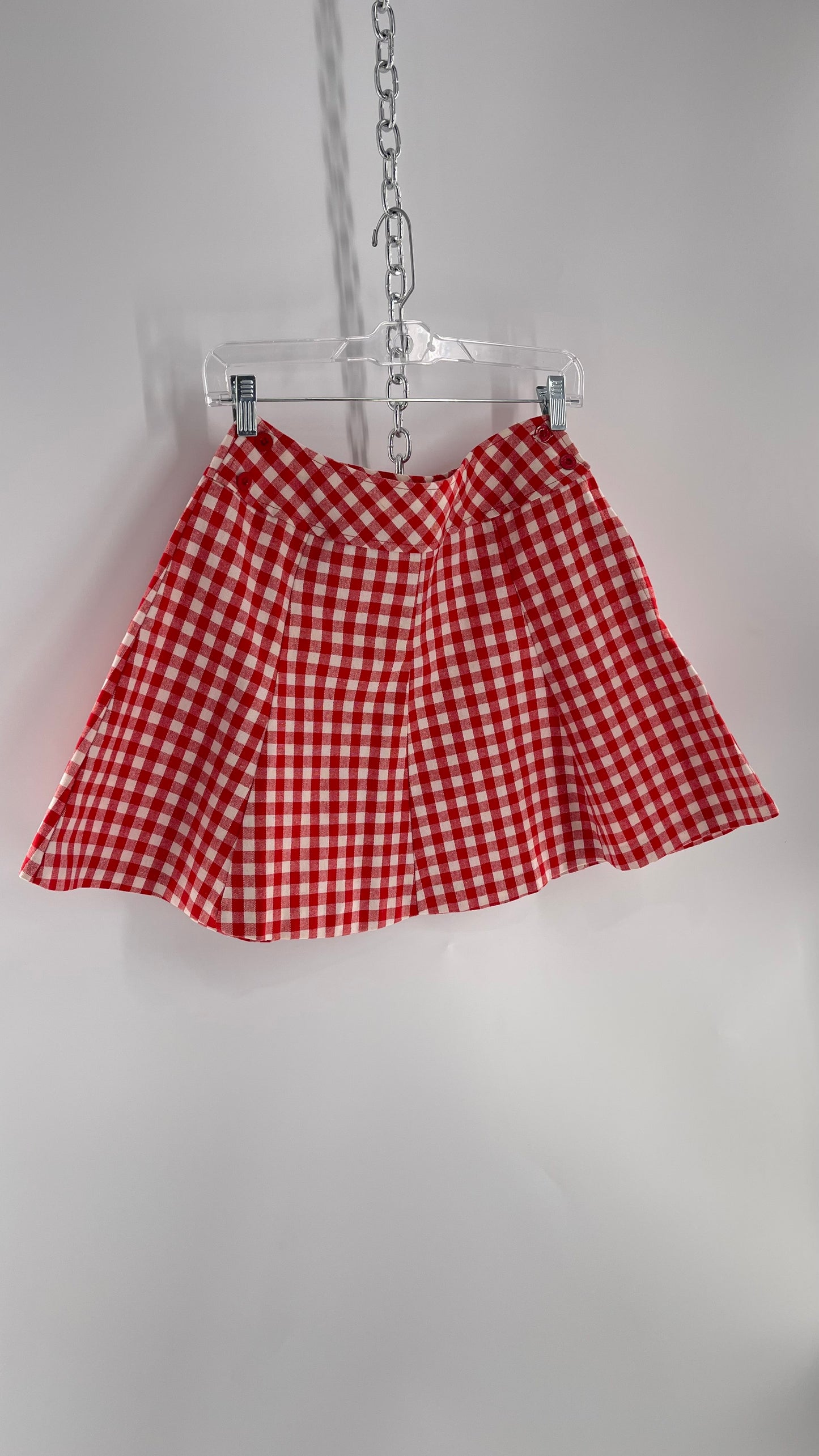 Vintage Bobbie Brook Red and White Picnic Mini Skirt (Large)