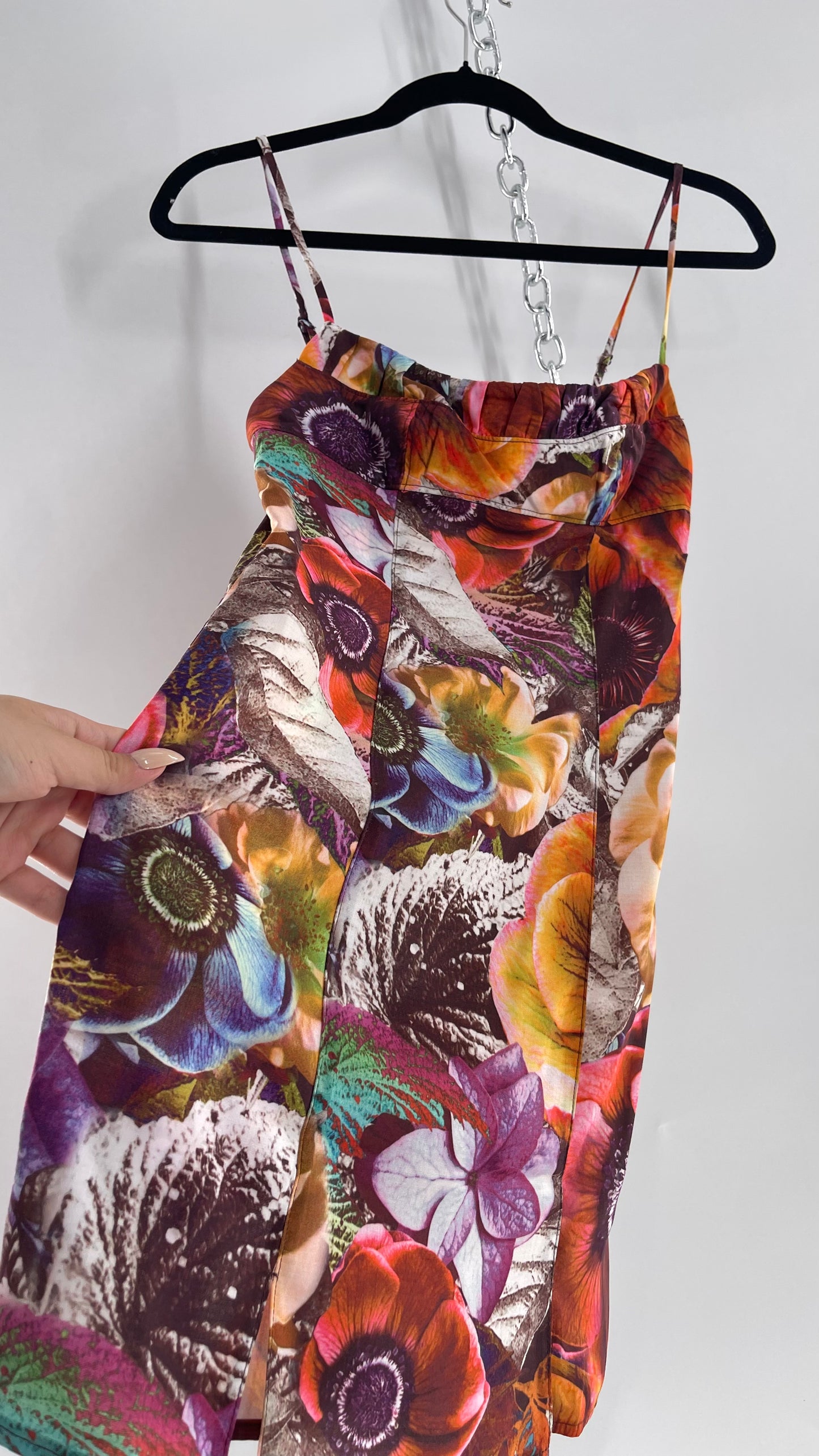 Urban Outfitters Colorful Floral Graphic Psychedelic Mini Dress (XS)