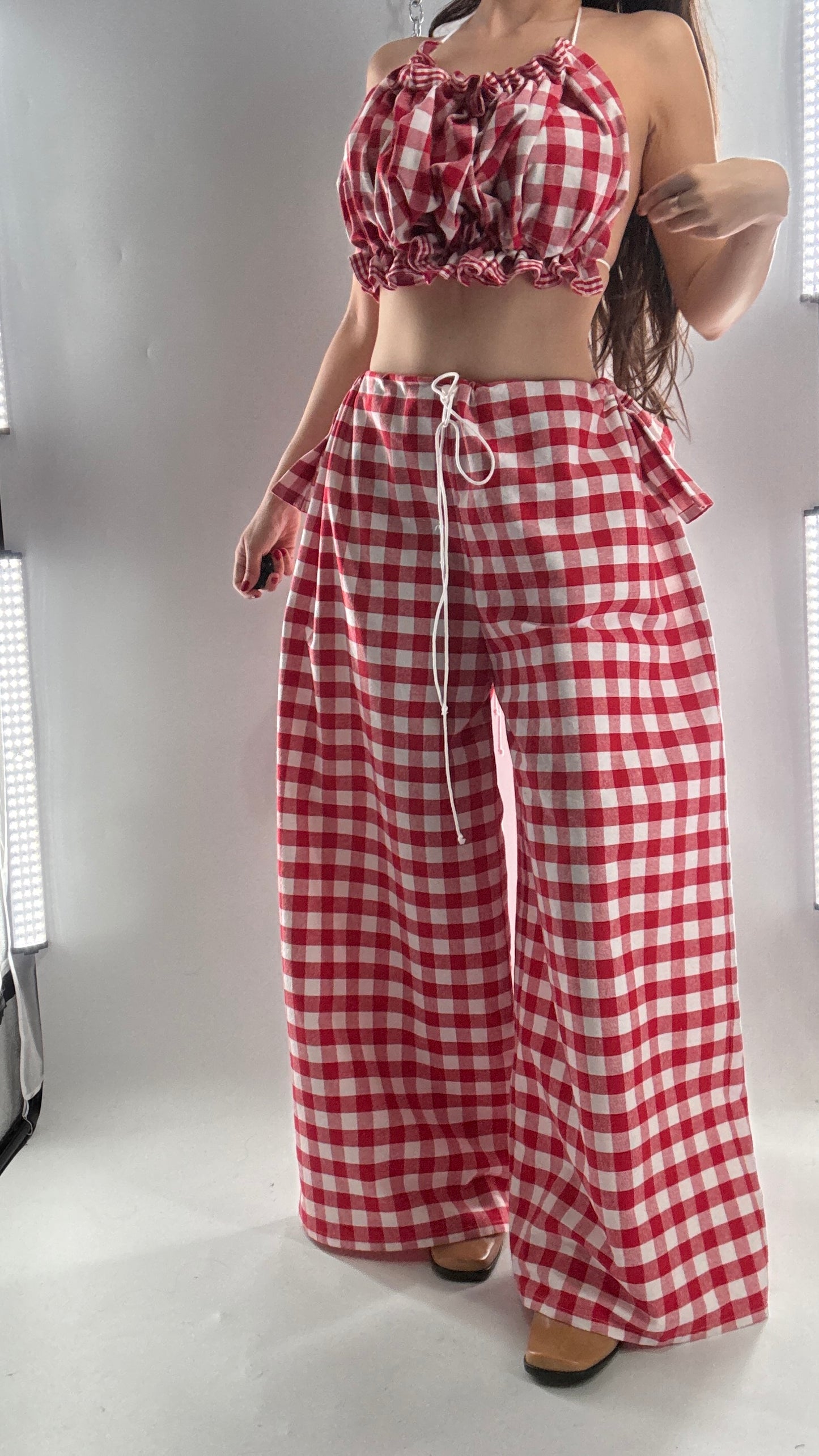 Vintage Handmade Picnic Red/White Gingham Two Piece Set (XS-L)