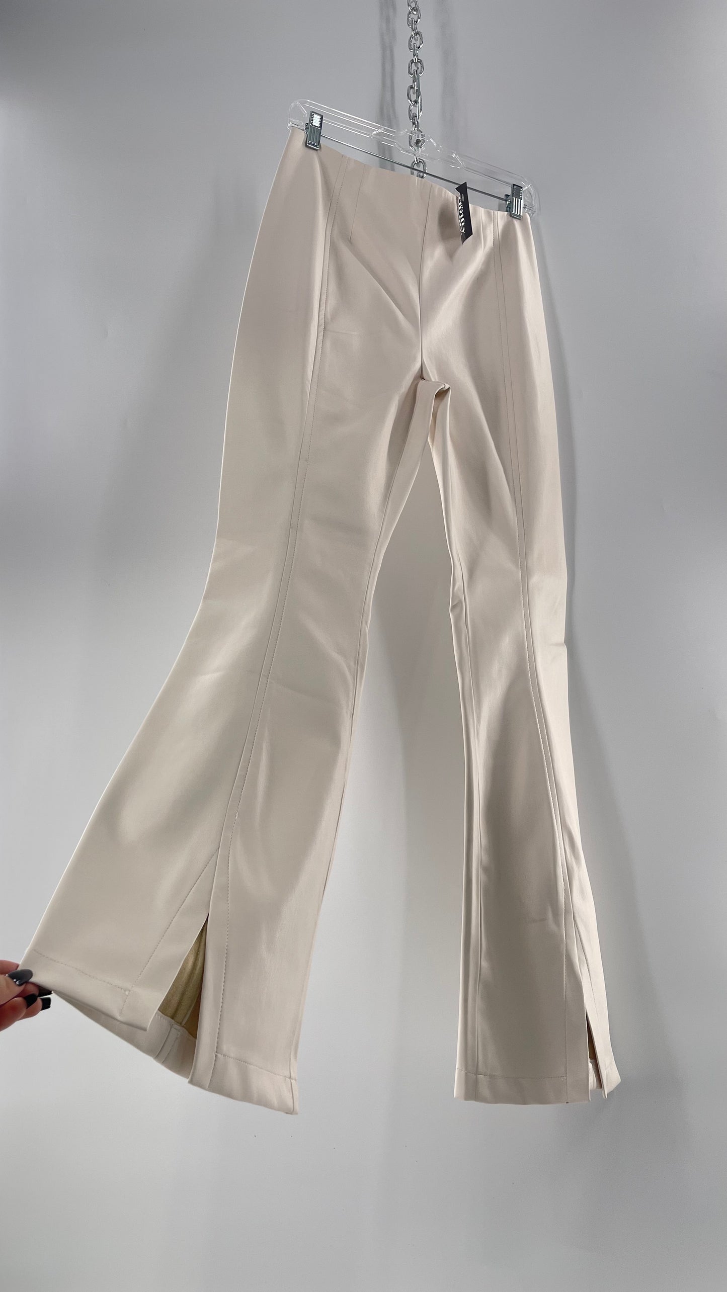 Free People White Cream Faux Flare Leather Pants (29)