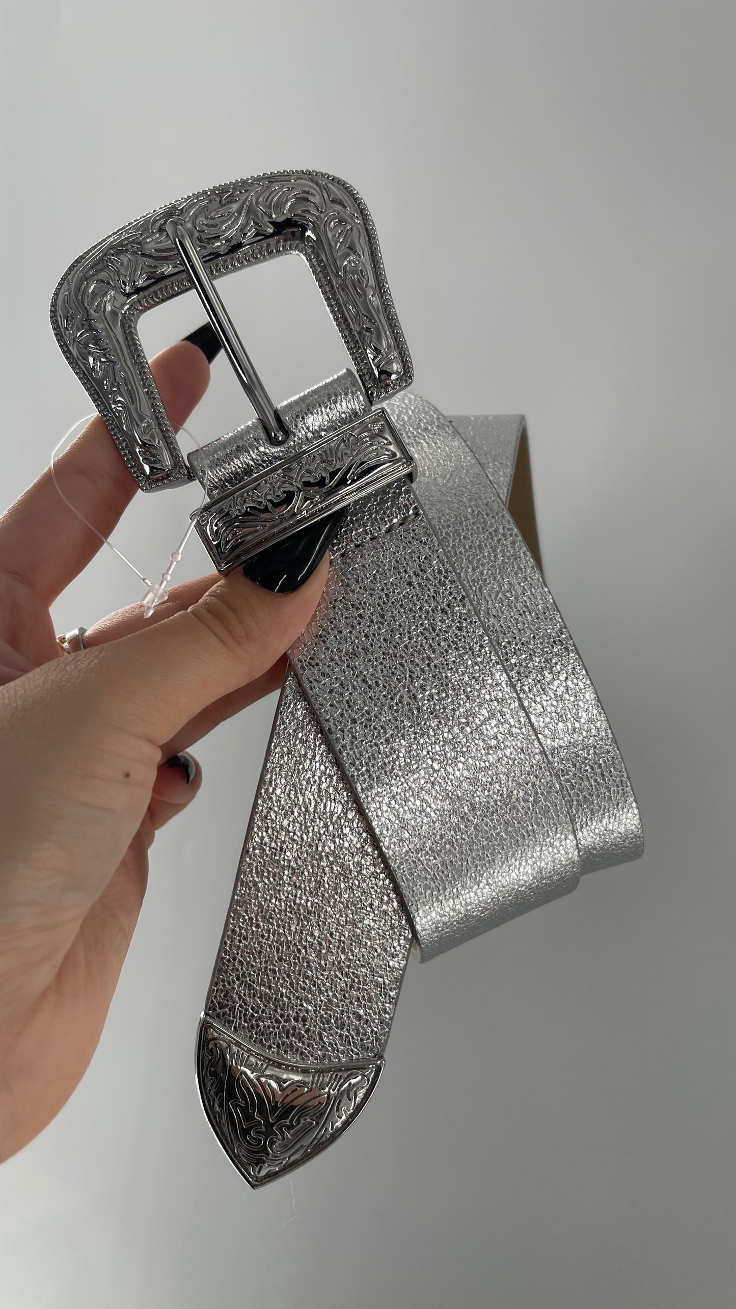 Urban Outfitters Silver Metallic Space Cowboy Belt (Small)