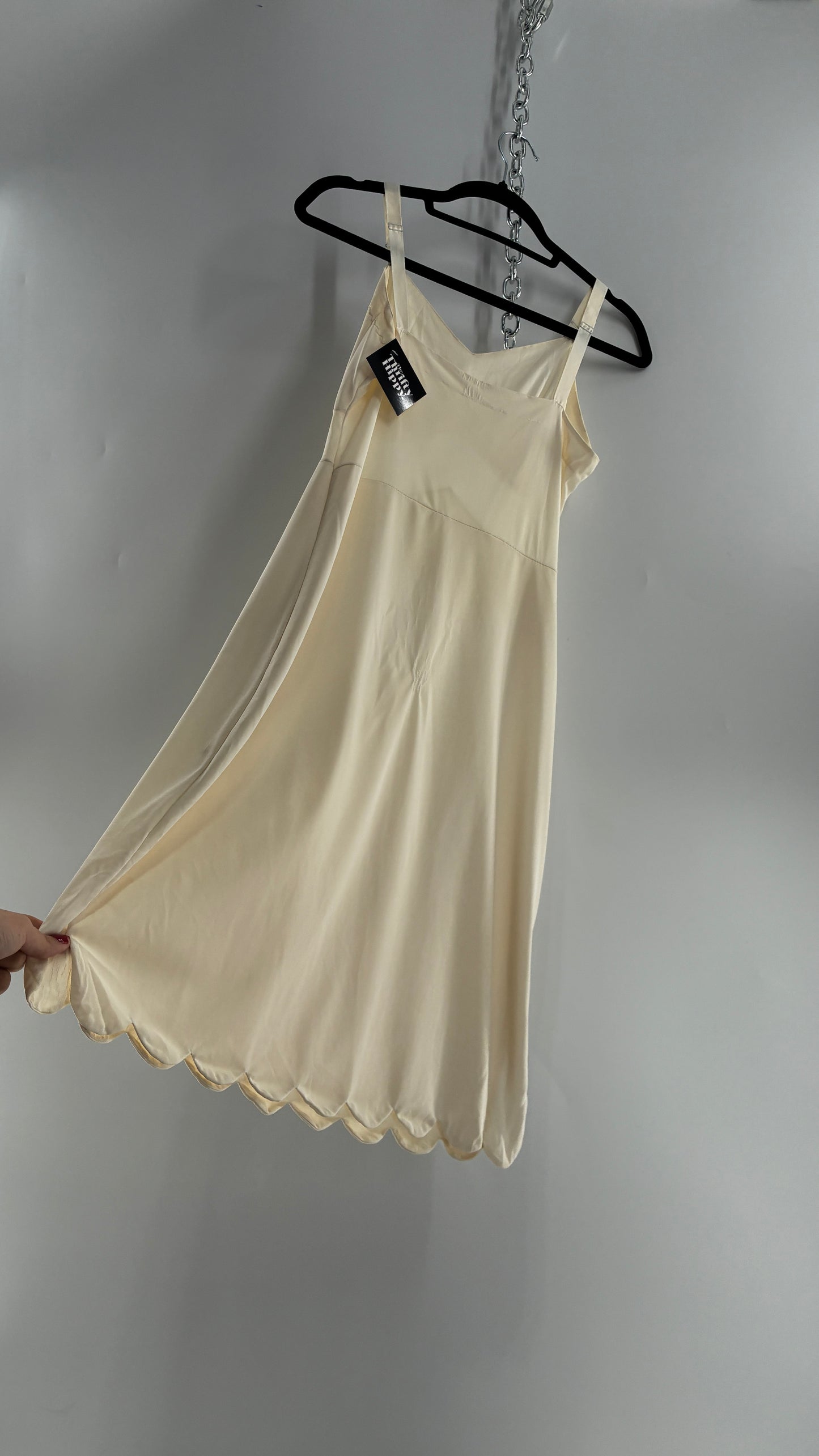 Vintage Slip Dress with Pleated, Embroidered Bust (No Size or Label)