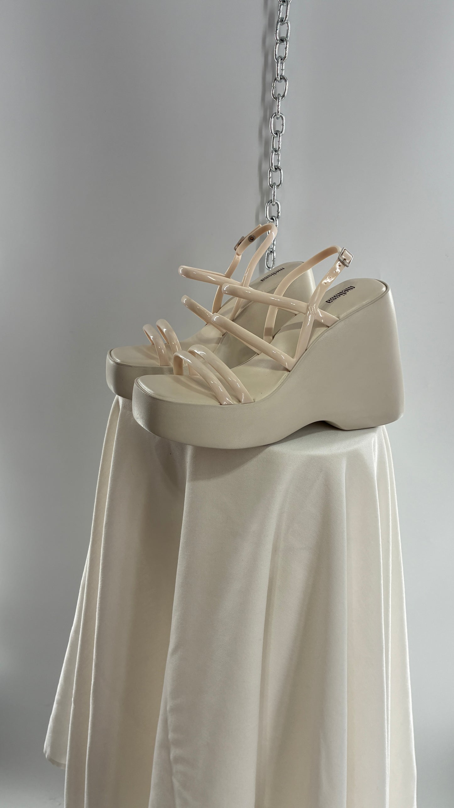 MELISSA Jelly Jessie Beige Chunky Wedge Platform Sandal (10)