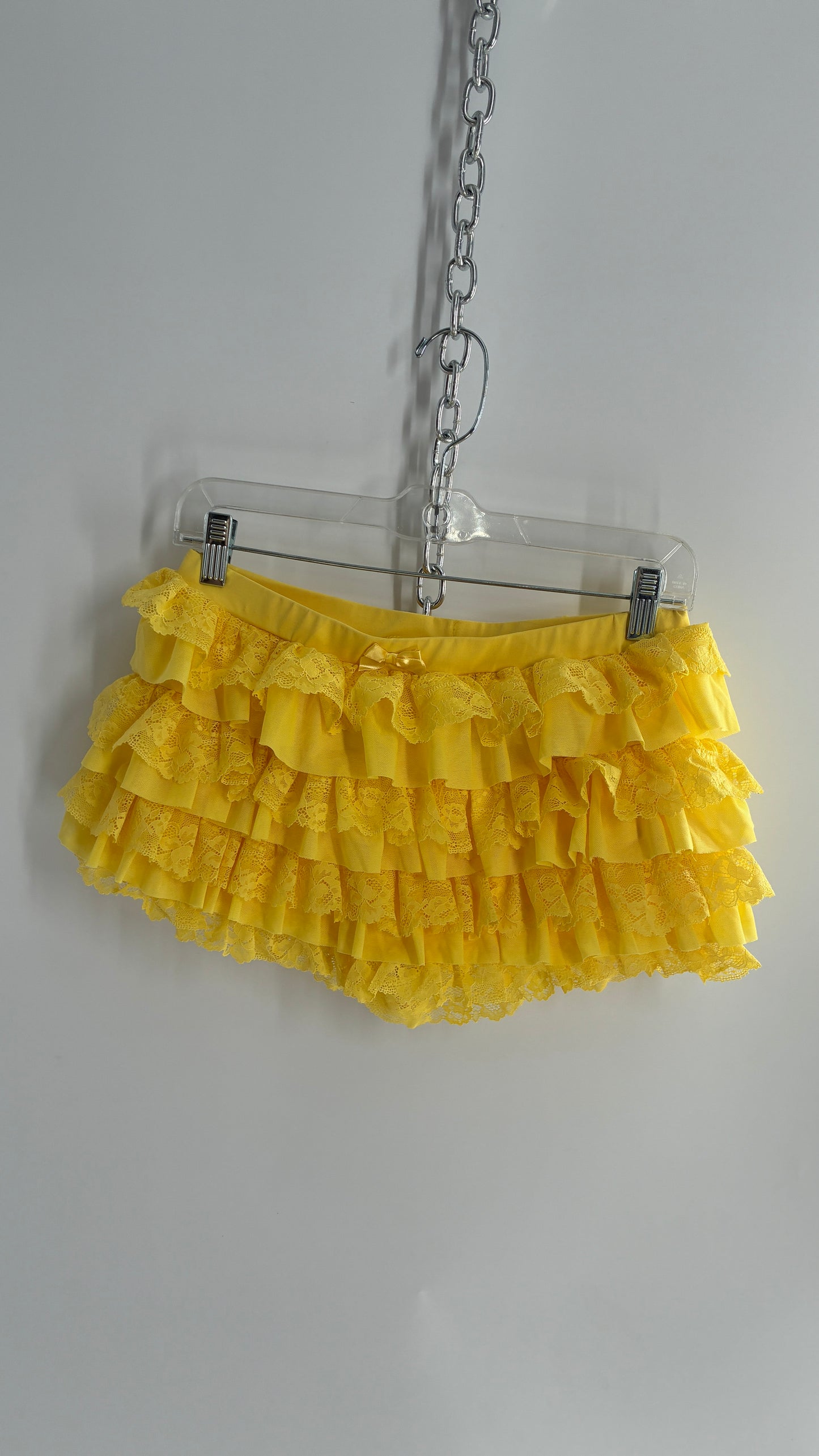 Vintage Yellow Lace Ruffle and Lace Micro Short (Small)