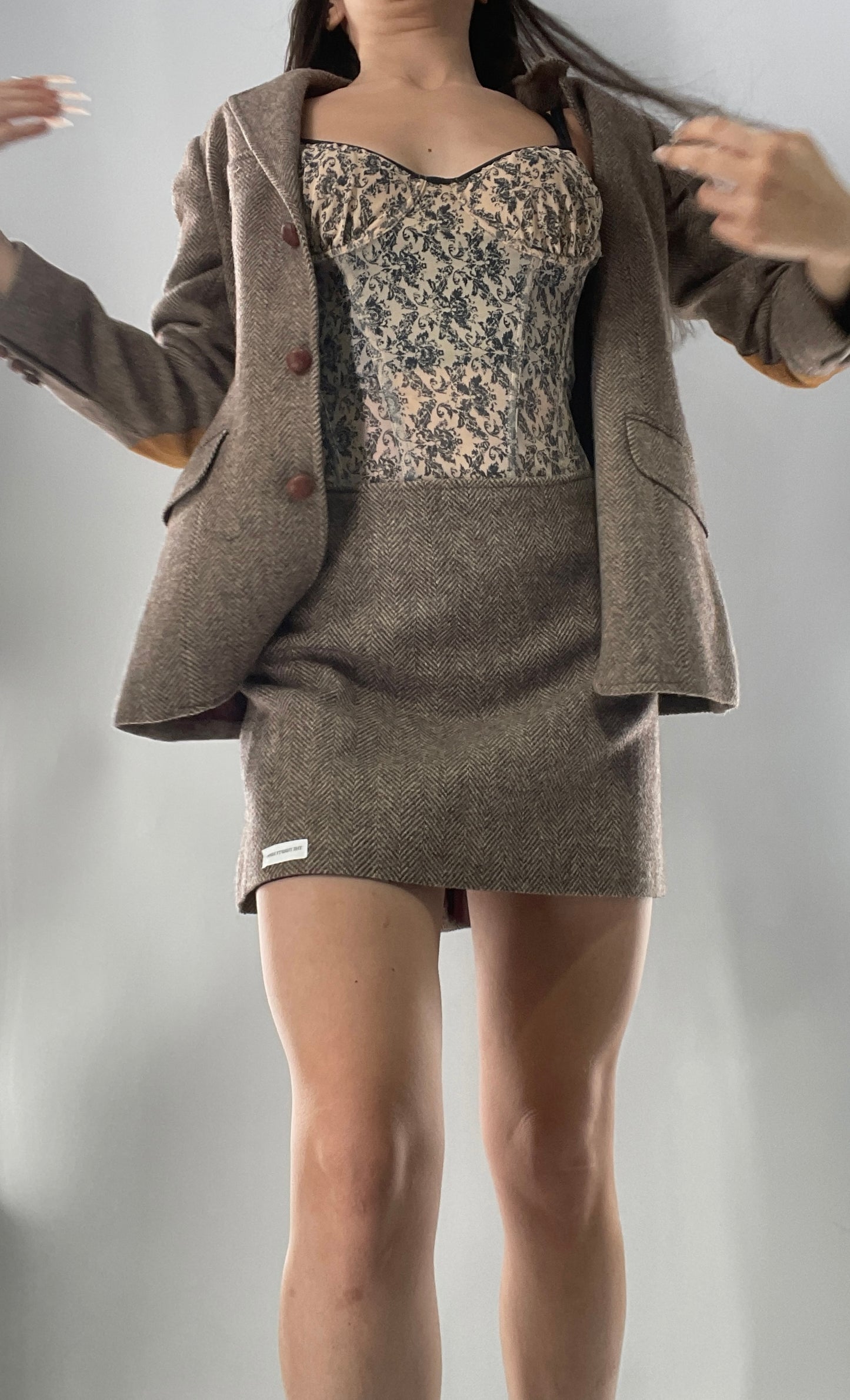 Vintage Custom Handmade 2Piece Suit Set with Blazer and Corseted Skirt