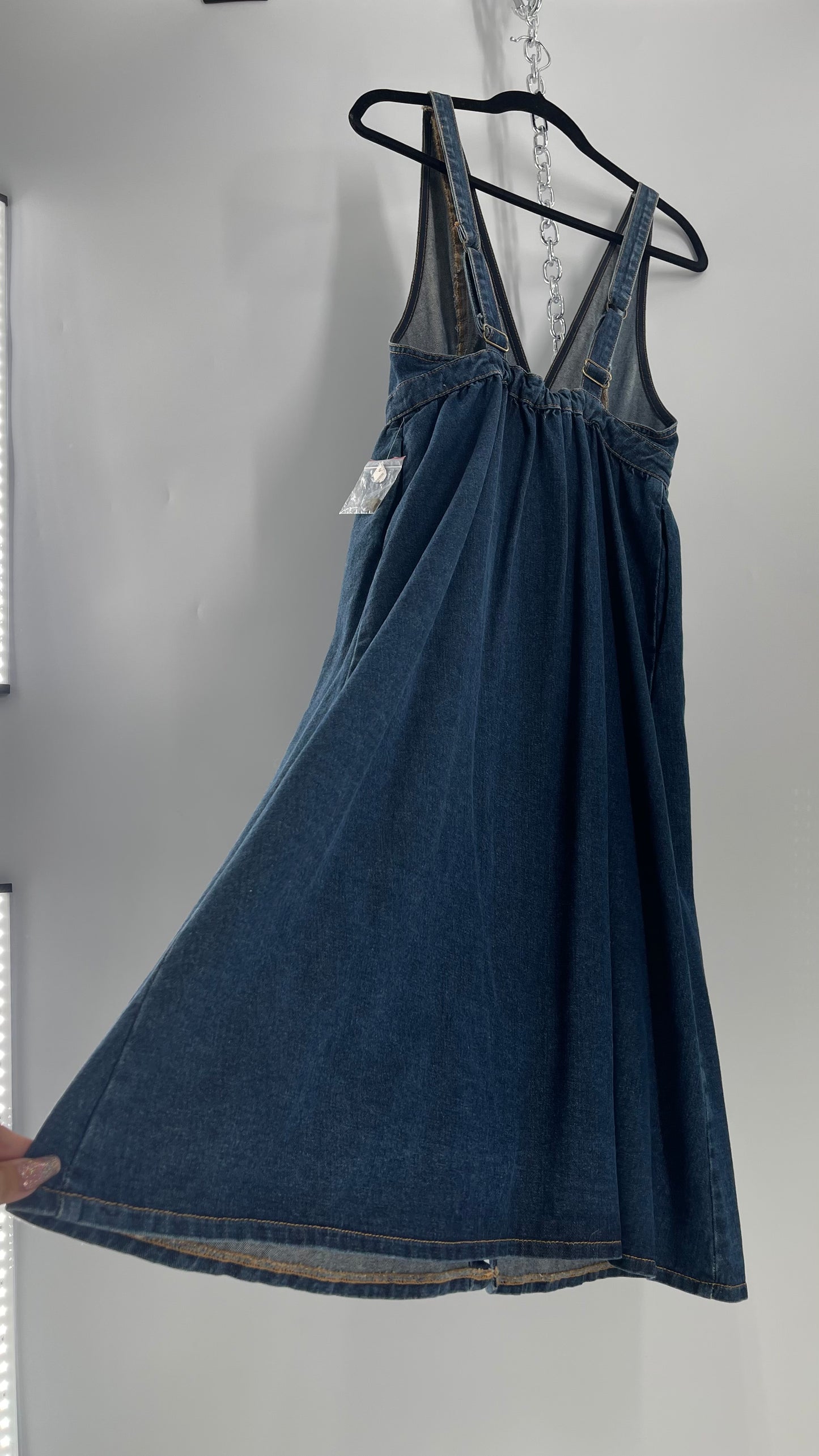 Urban Outfitters Medium Wash Denim Button Front Midi Dress (S)