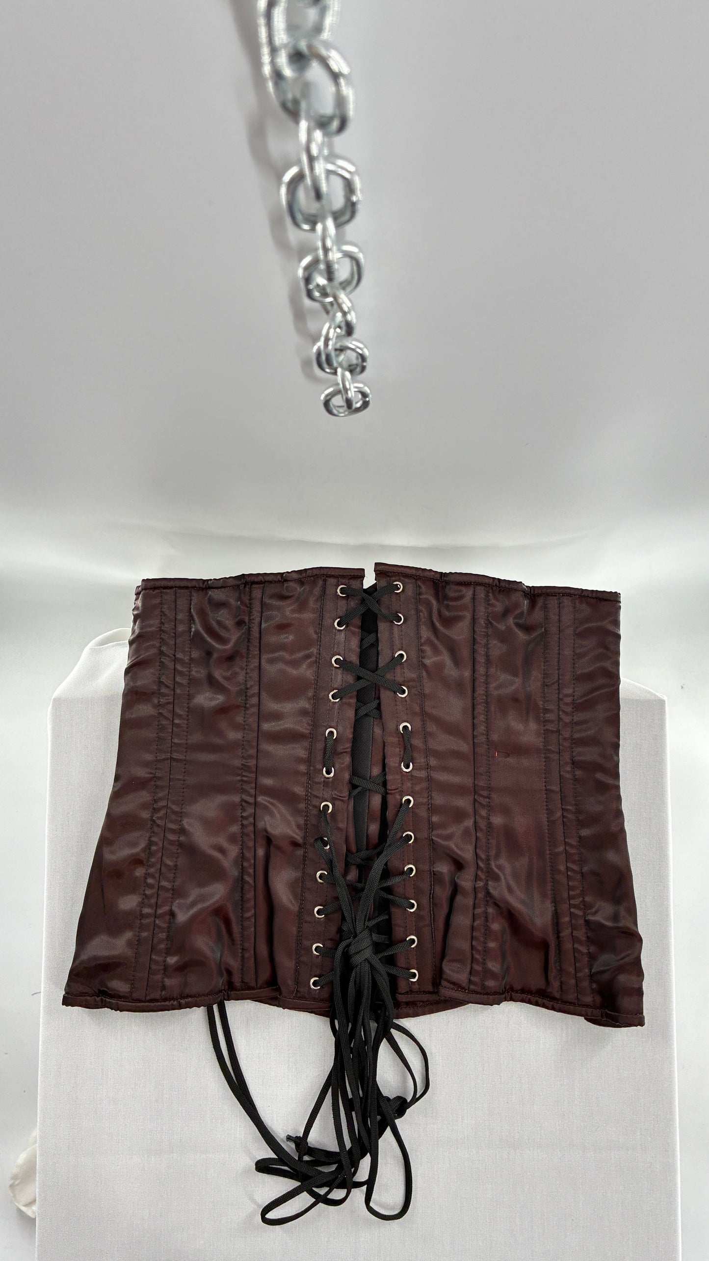 Vintage ORCHARD CORSETS Heavy Duty Burgundy Brown Corset (30”)