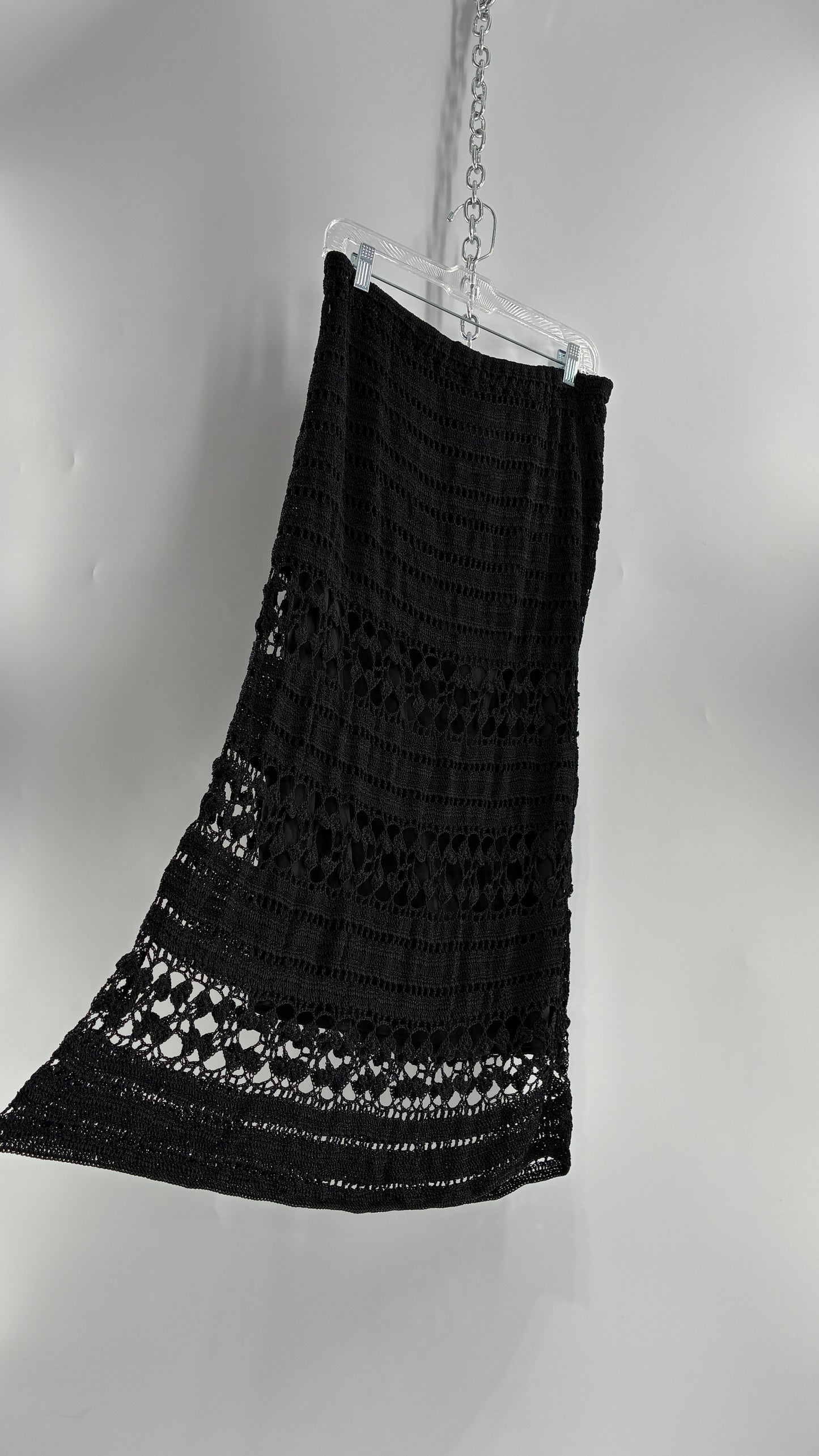 Vintage CHICOS Black Crochet Maxi Skirt (3)