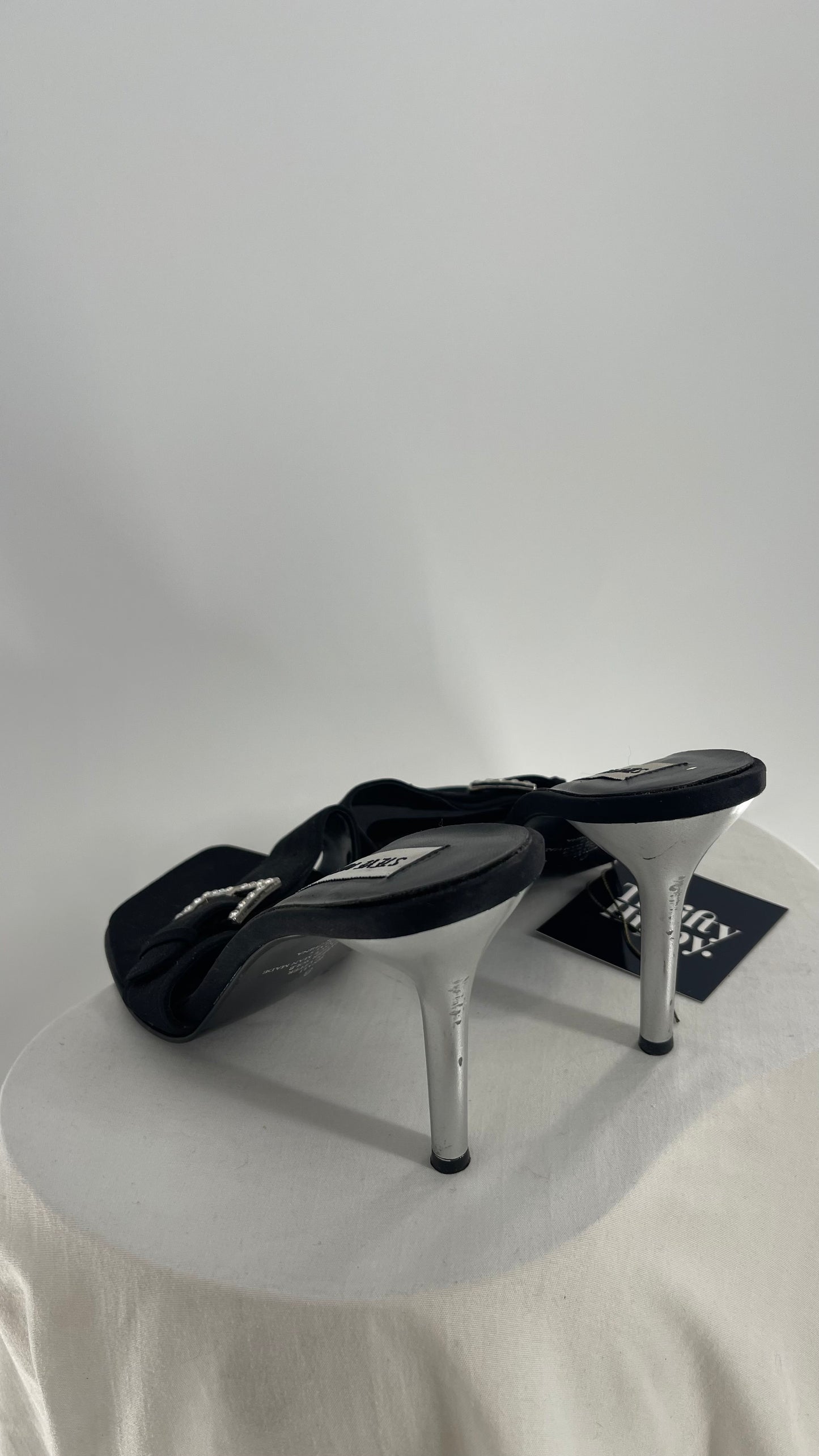 Vintage 1990s STEVE MADDEN Black Rhinestone Buckle Kitten Heel (8)