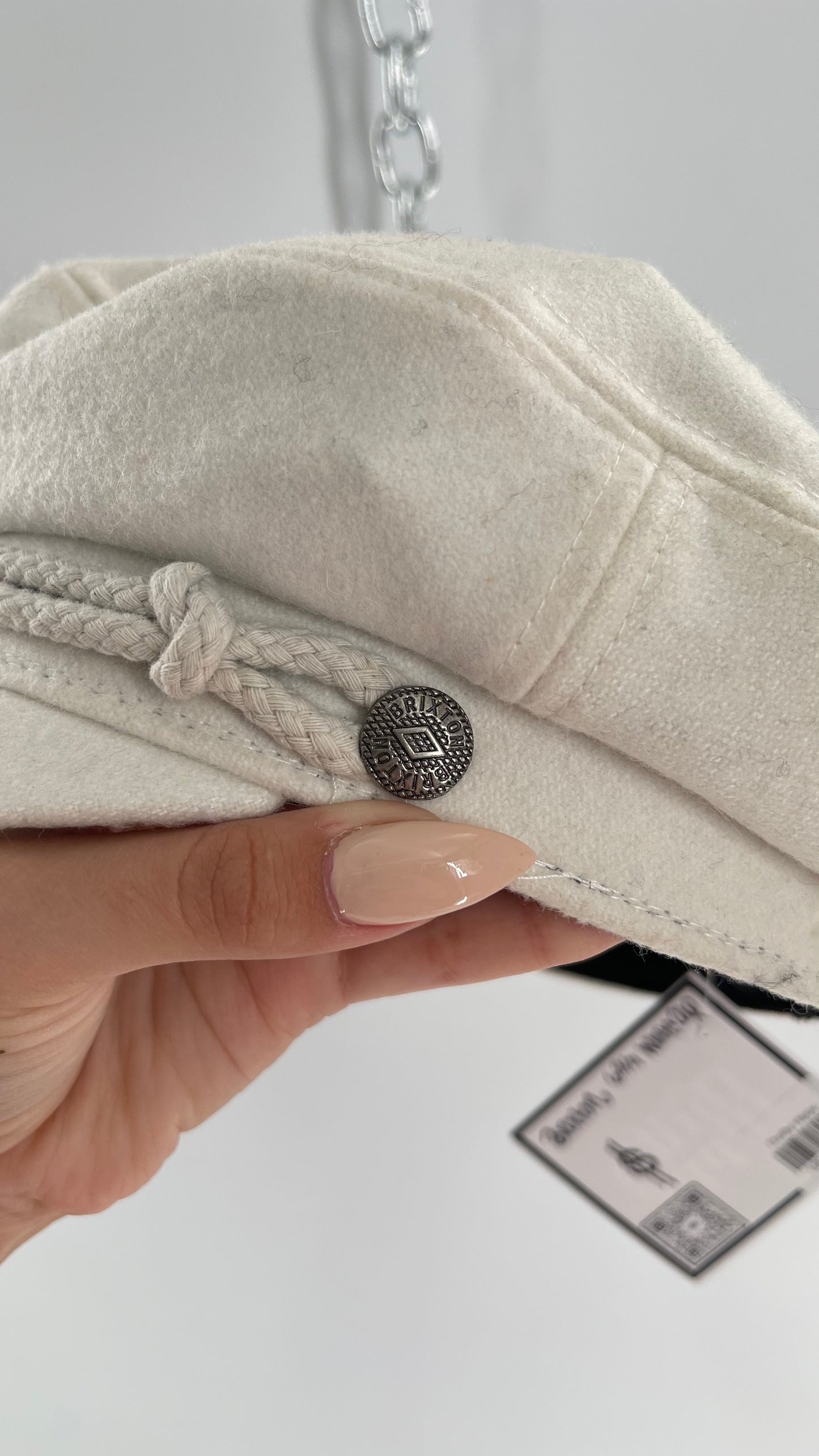 BRIXTON White Felt Newsboy Cap (6 3/4)