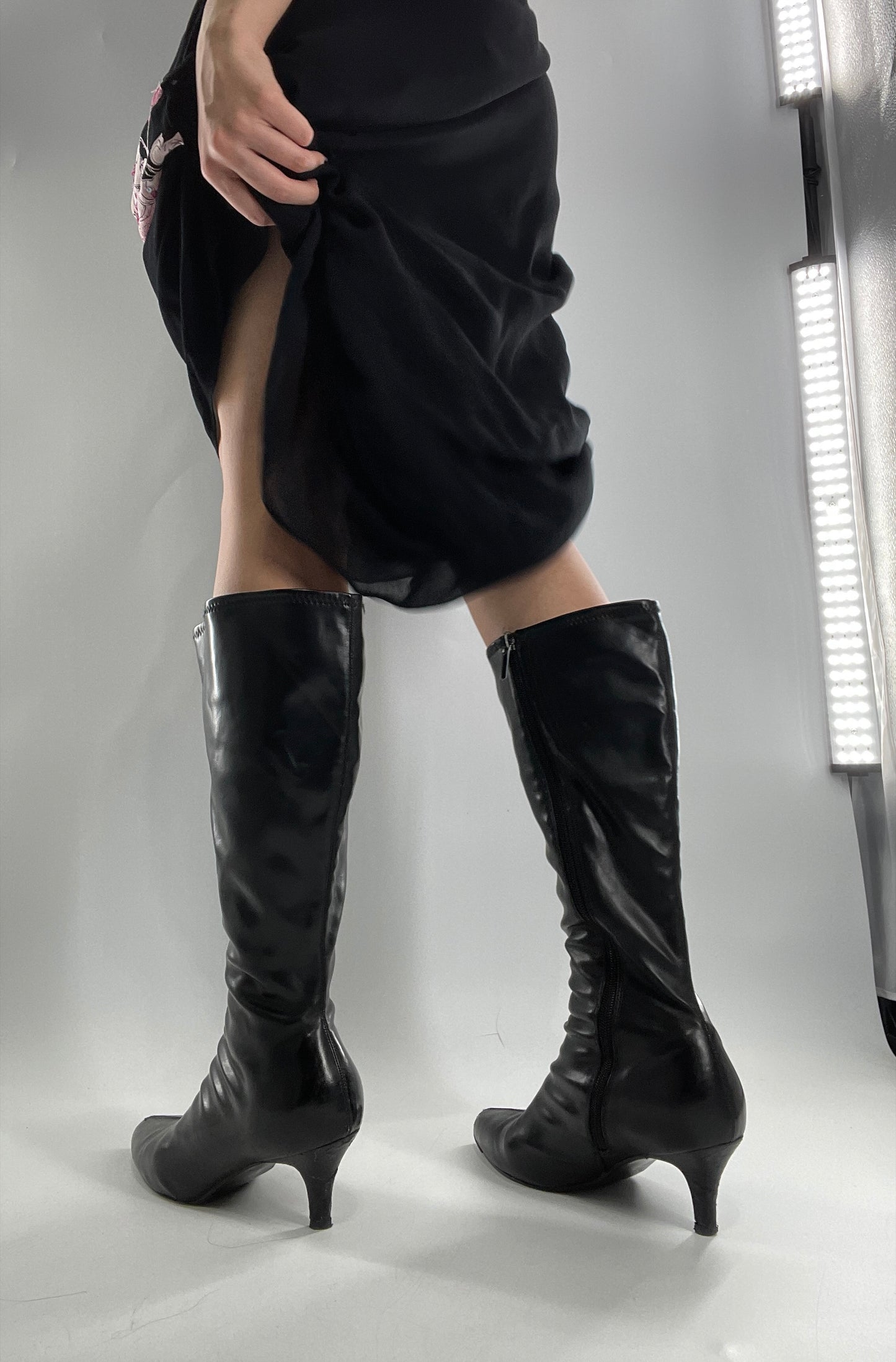 Vintage Kitten Heel Knee High Boots