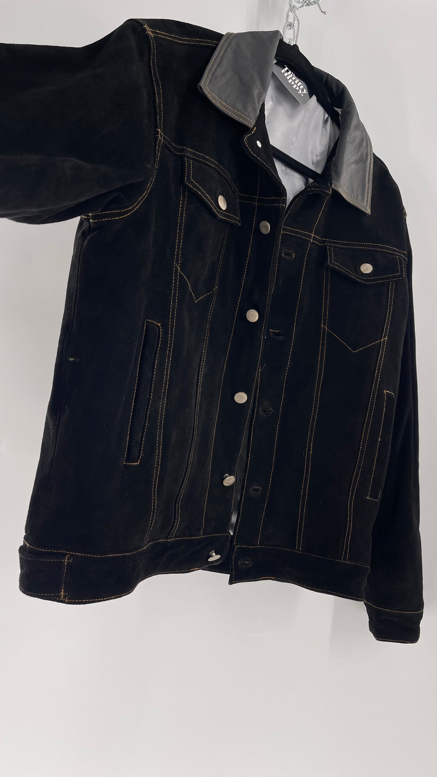 Vintage Extreme Black Suede Heavy Duty Cinematic Jacket (Medium)