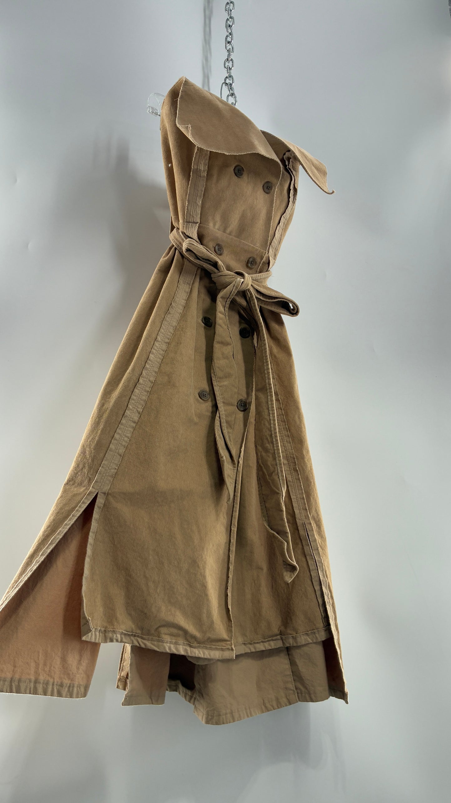 Vintage Corduroy Trench Coat Style Dress (Medium)
