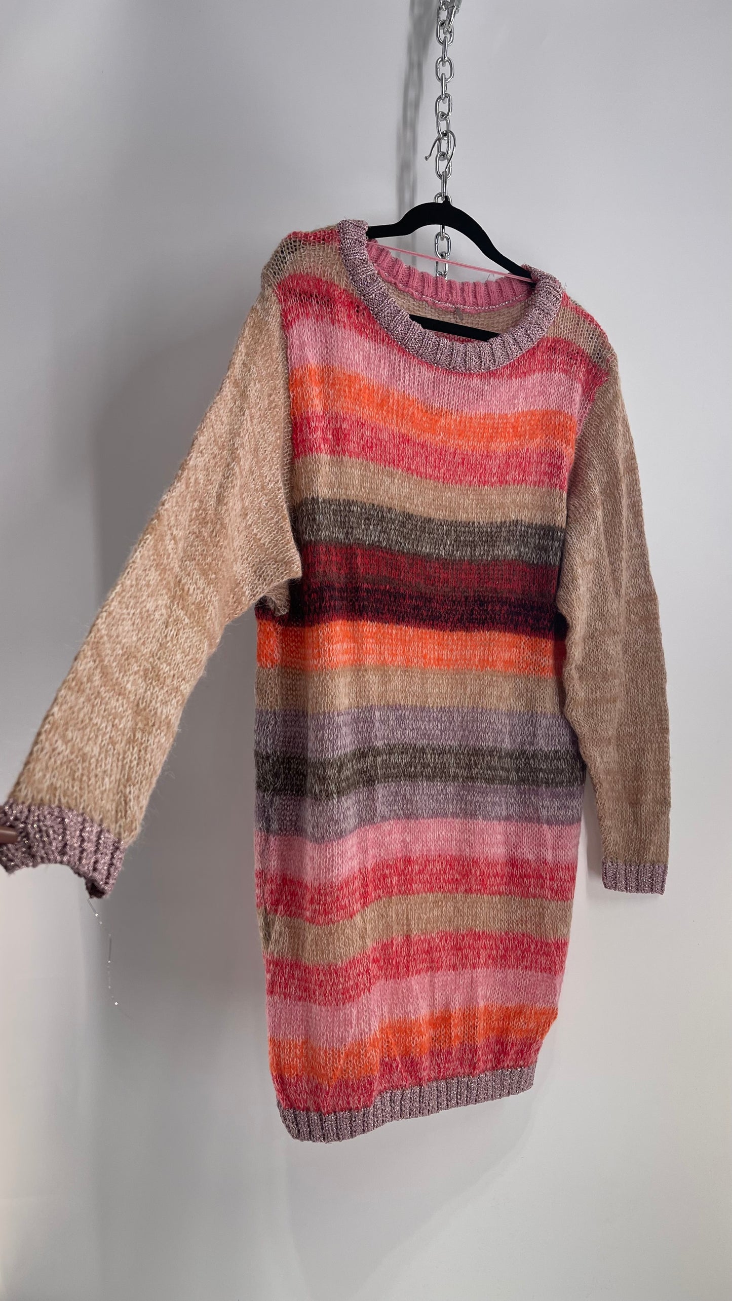 Free People Slouchy Striped Knit with Metallic Details (S/M)